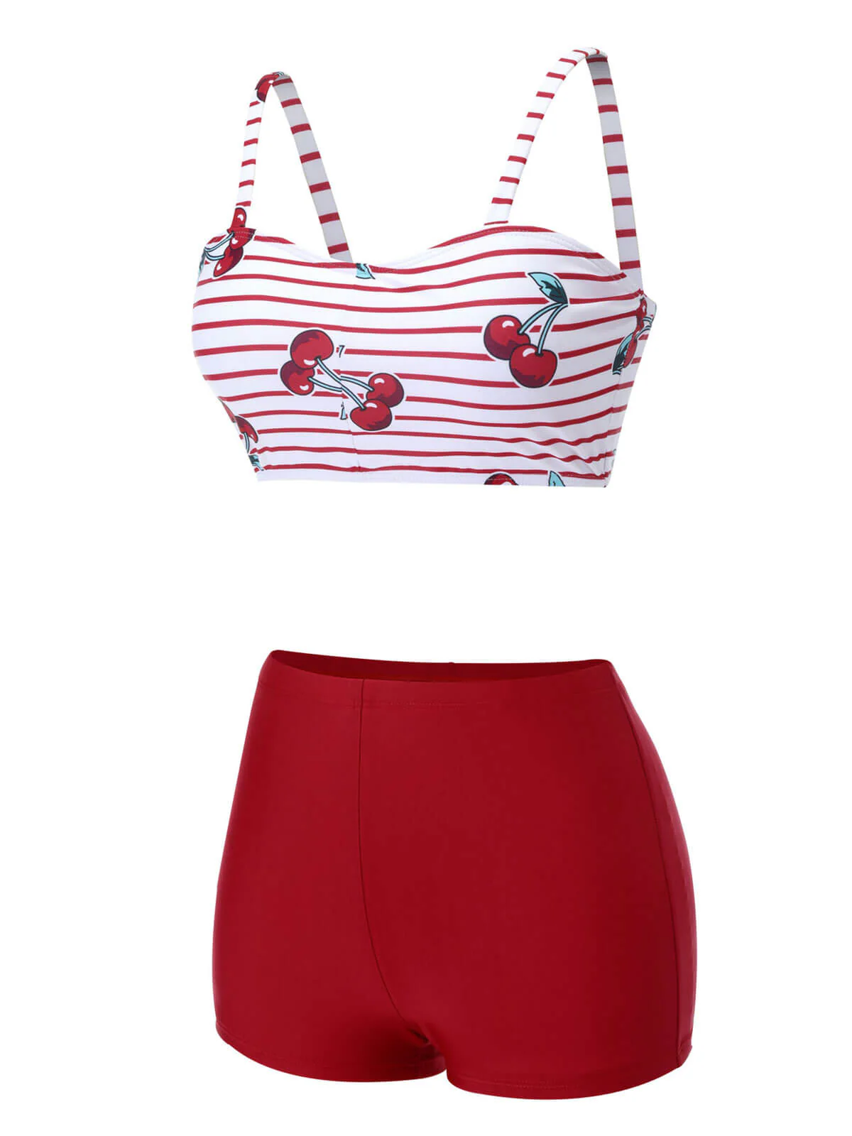 Maillot de bain rouge à rayures cerises des années 1950 - Image 4