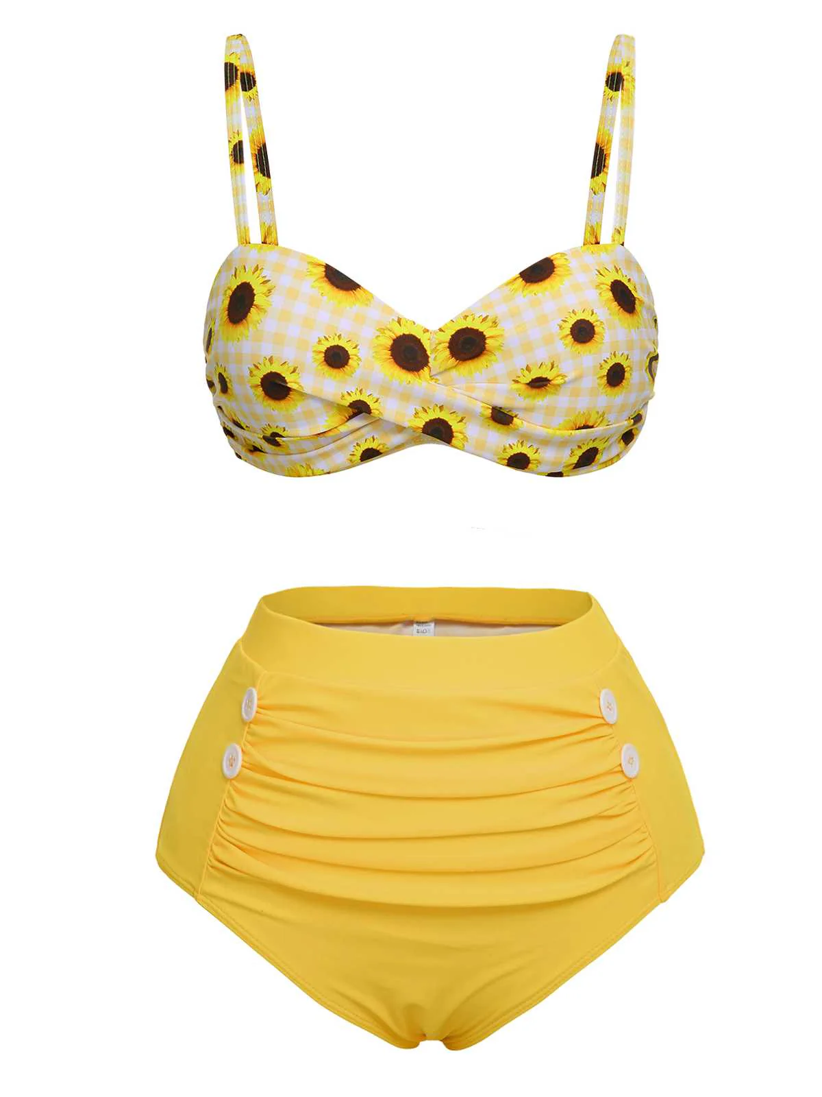 Maillot de bain tournesol jaune à bretelles spaghetti des années 1950 - Image 2