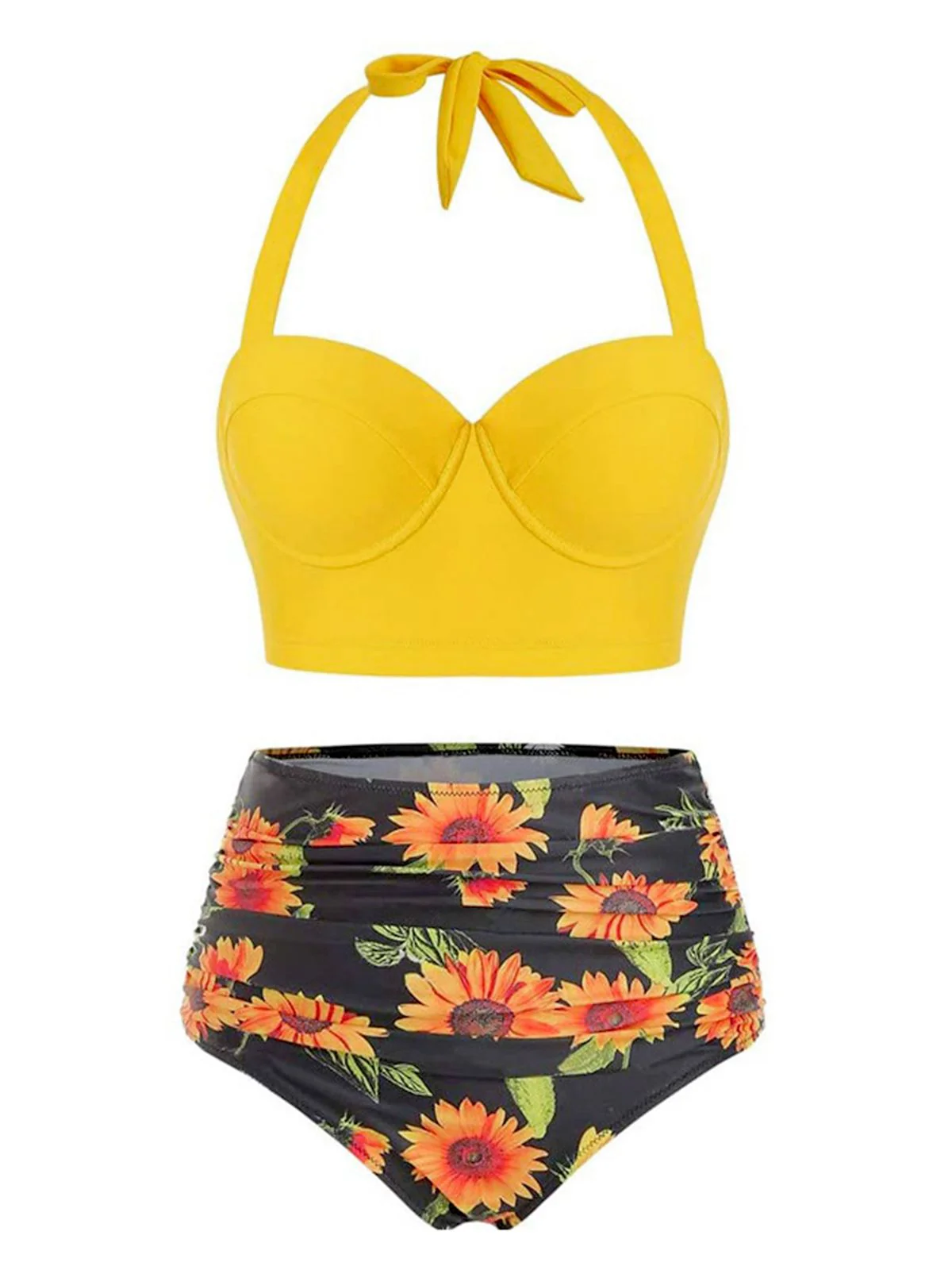 Maillot de Bain Tournesols à Col Licou - Image 3
