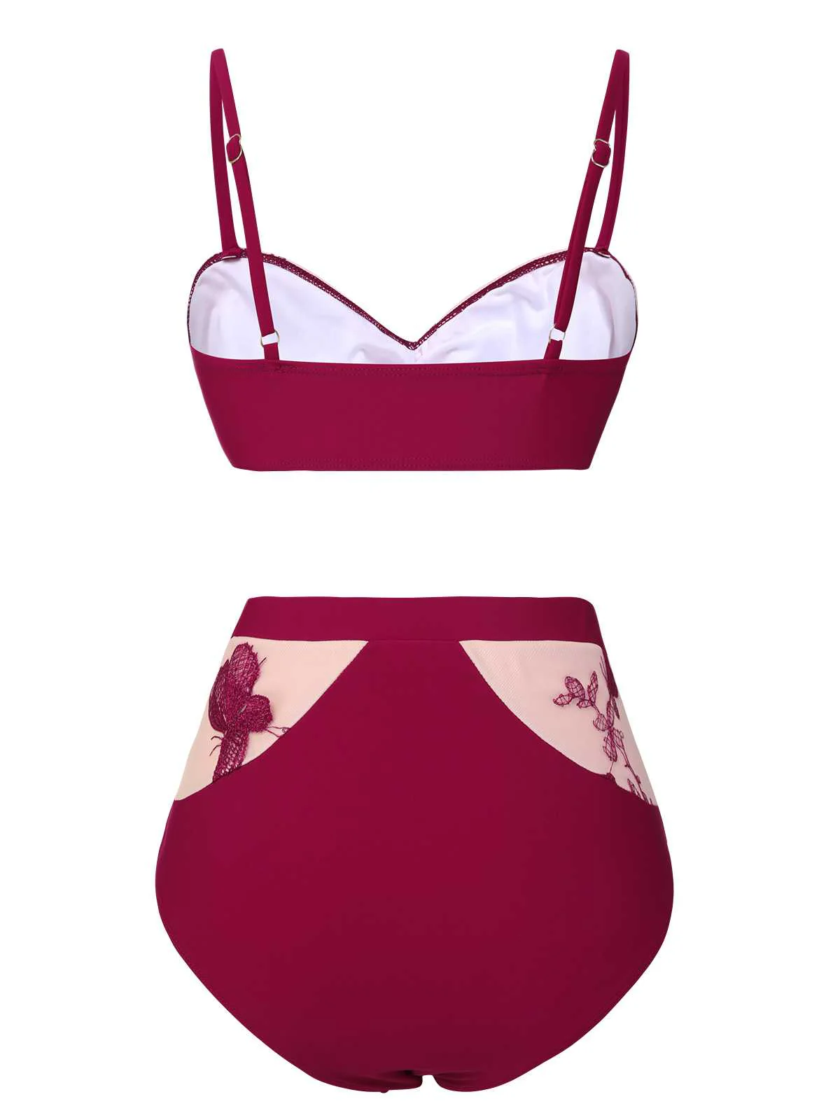 Maillot de bain transparent papillons bordeaux des années 1950 - Image 4