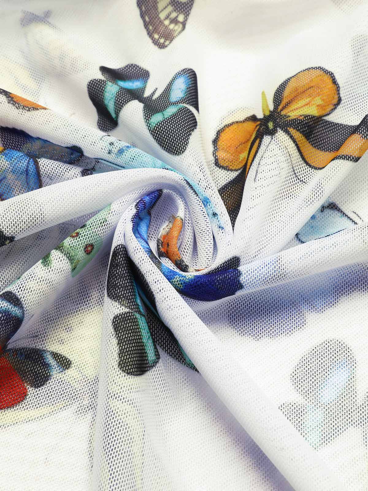 Maillot de Bain Une Pièce à Bretelles Papillons et Jupe Couvrante - Image 9