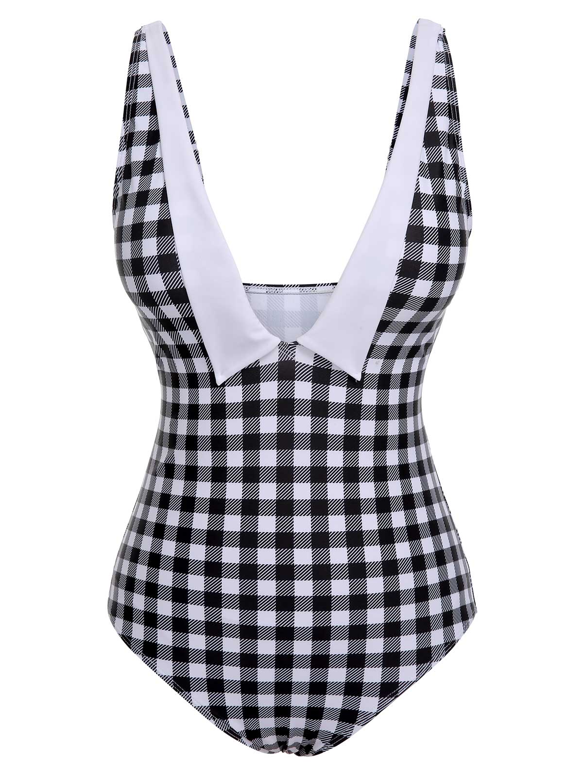 Maillot de bain une pièce à carreaux noir et blanc des années 1950 - Image 2