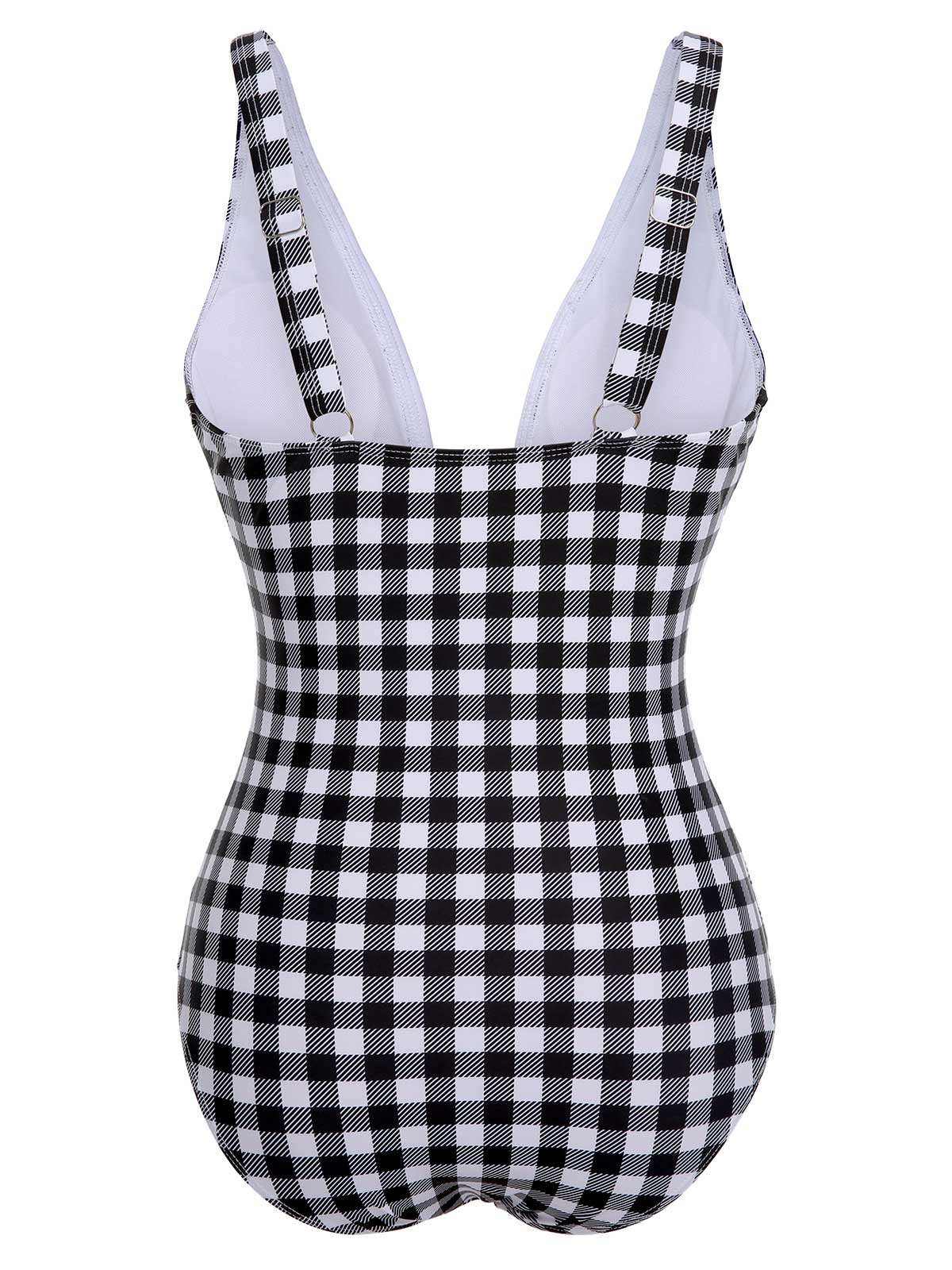 Maillot de bain une pièce à carreaux noir et blanc des années 1950 - Image 4