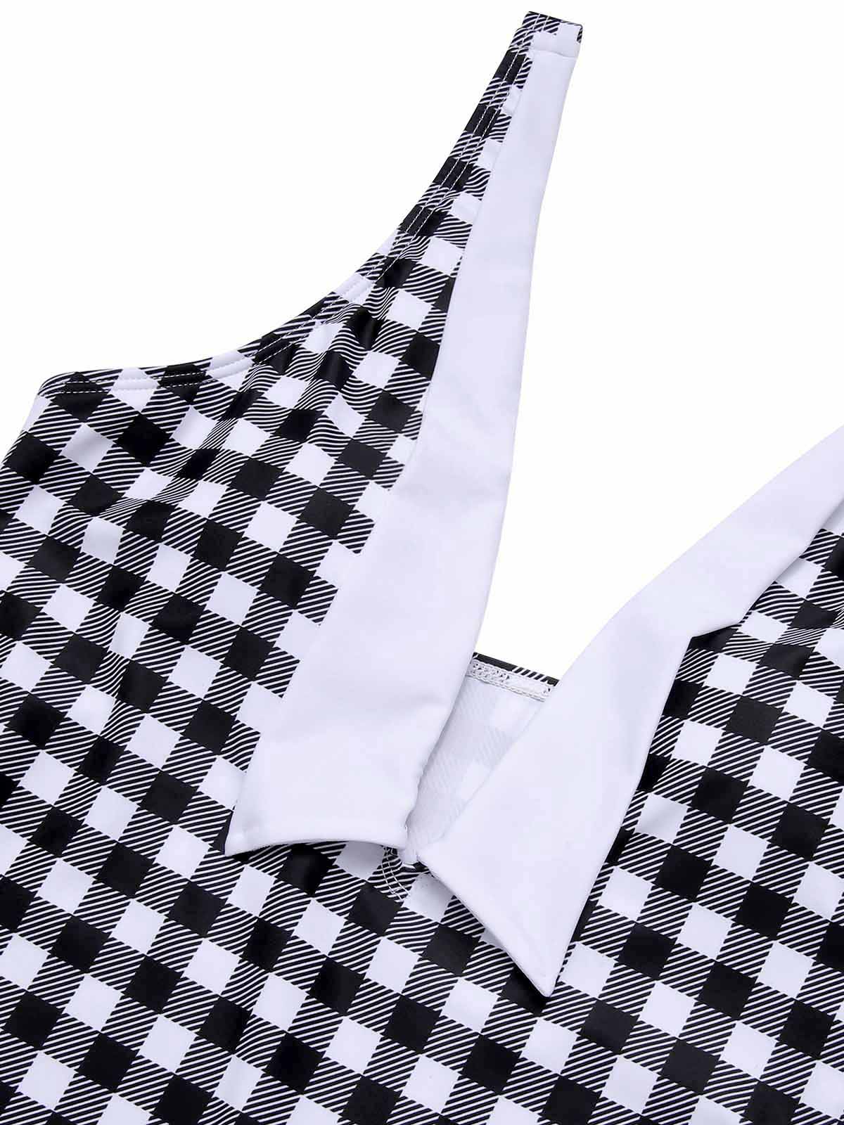 Maillot de bain une pièce à carreaux noir et blanc des années 1950 - Image 5