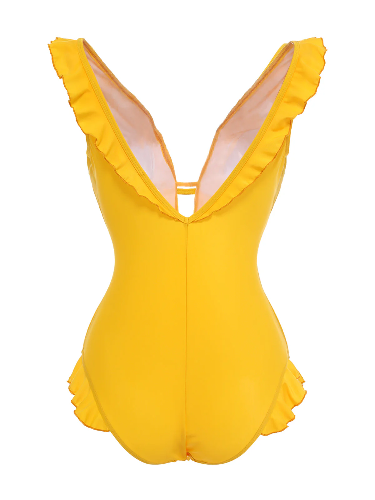 Maillot de Bain Une Pièce Col Plongeant Jaune - Image 4