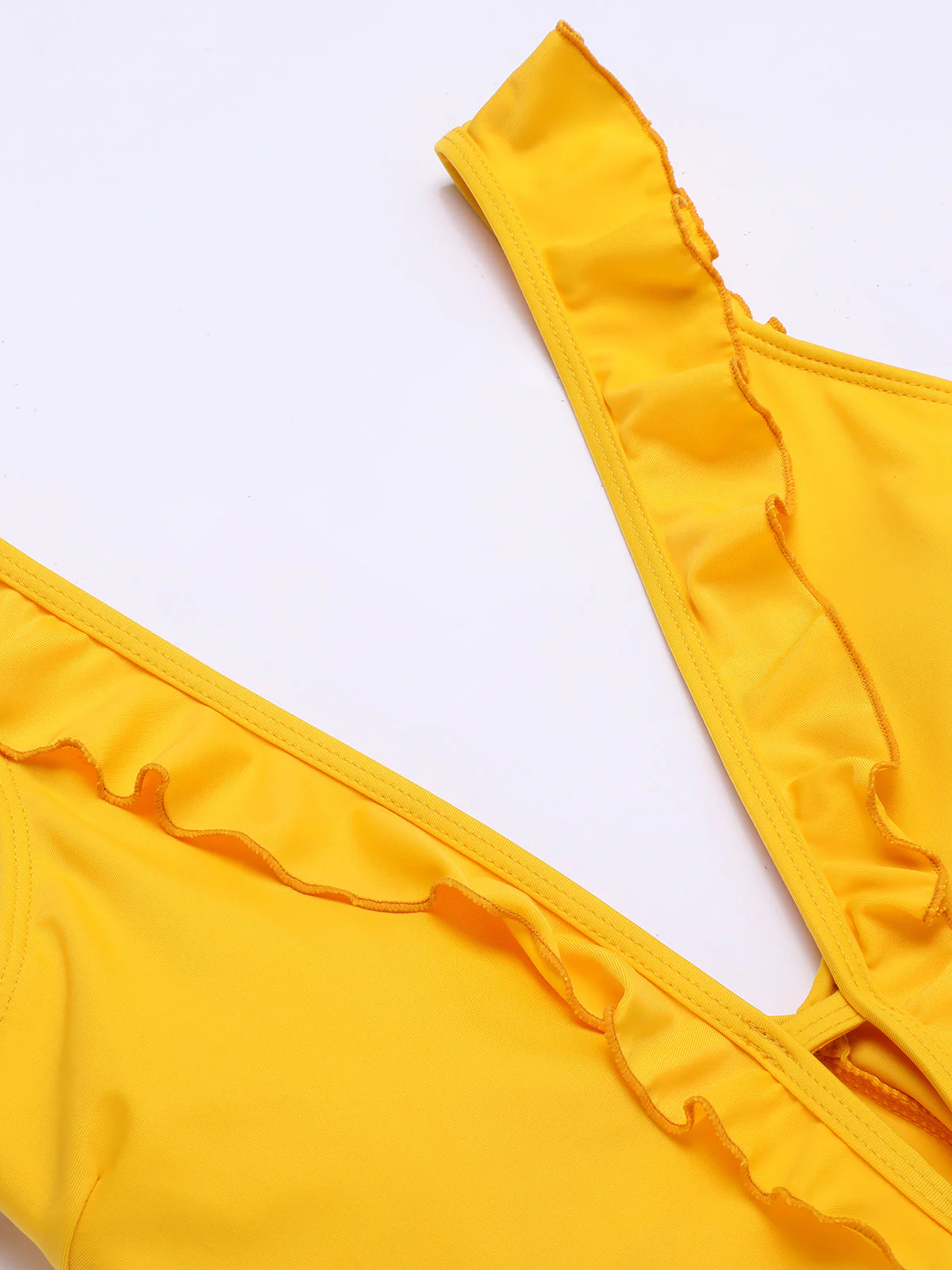 Maillot de Bain Une Pièce Col Plongeant Jaune - Image 5