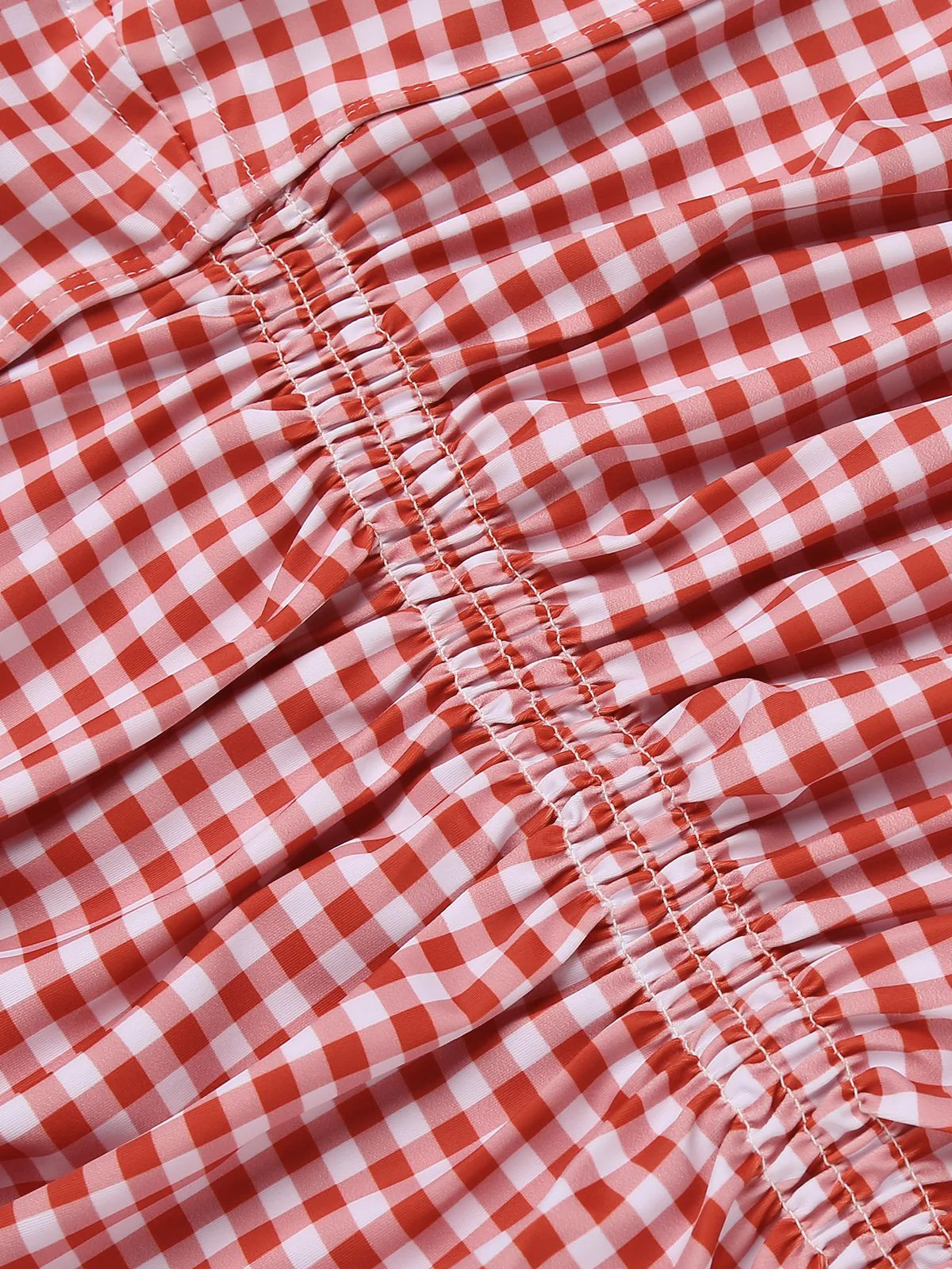 [Grande Taille] Maillot de bain une pièce rouge à carreaux avec nœud papillon - Image 10