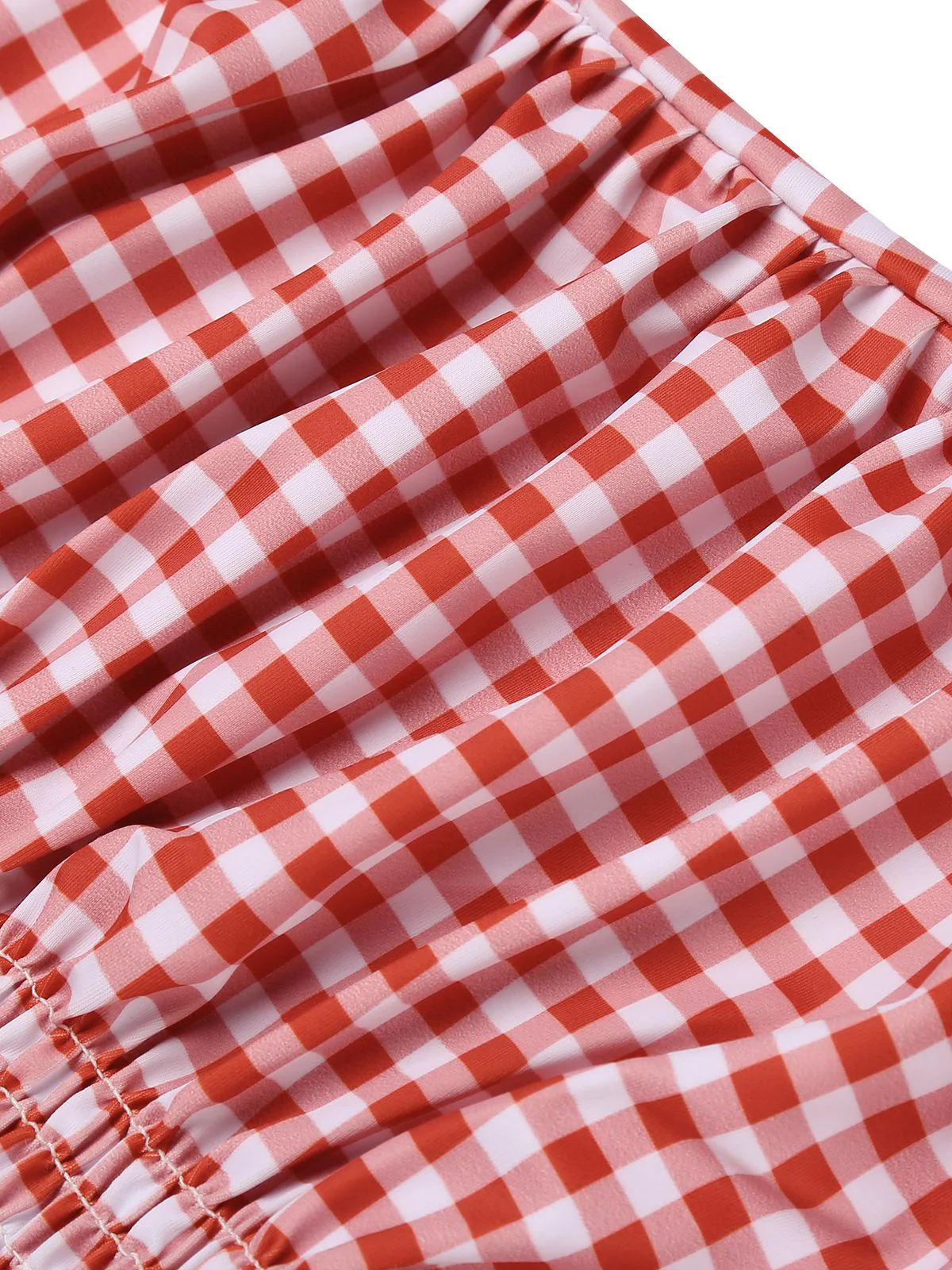 [Grande Taille] Maillot de bain une pièce rouge à carreaux avec nœud papillon - Image 11