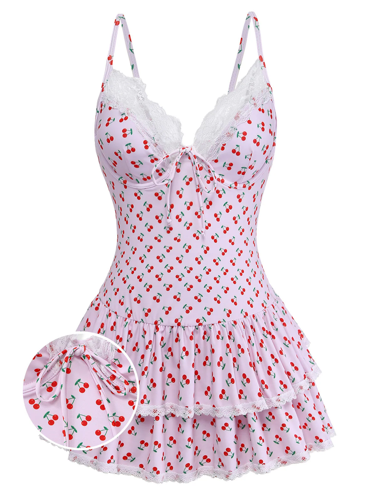 Maillot de Bain Une Pièce Imprimé Cerises Années 1940