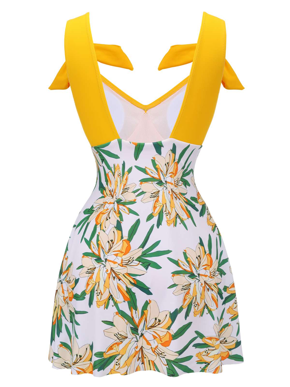 Maillot de bain une pièce patchwork fleuri jaune années 1940 - Image 4