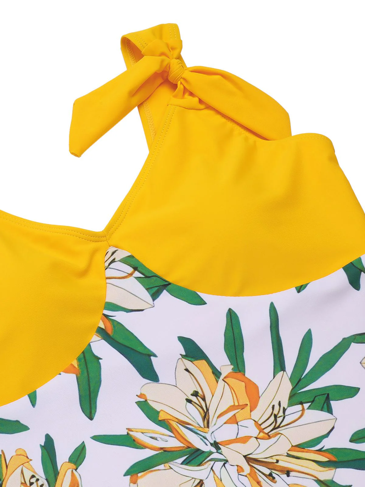 Maillot de bain une pièce patchwork fleuri jaune années 1940 - Image 5