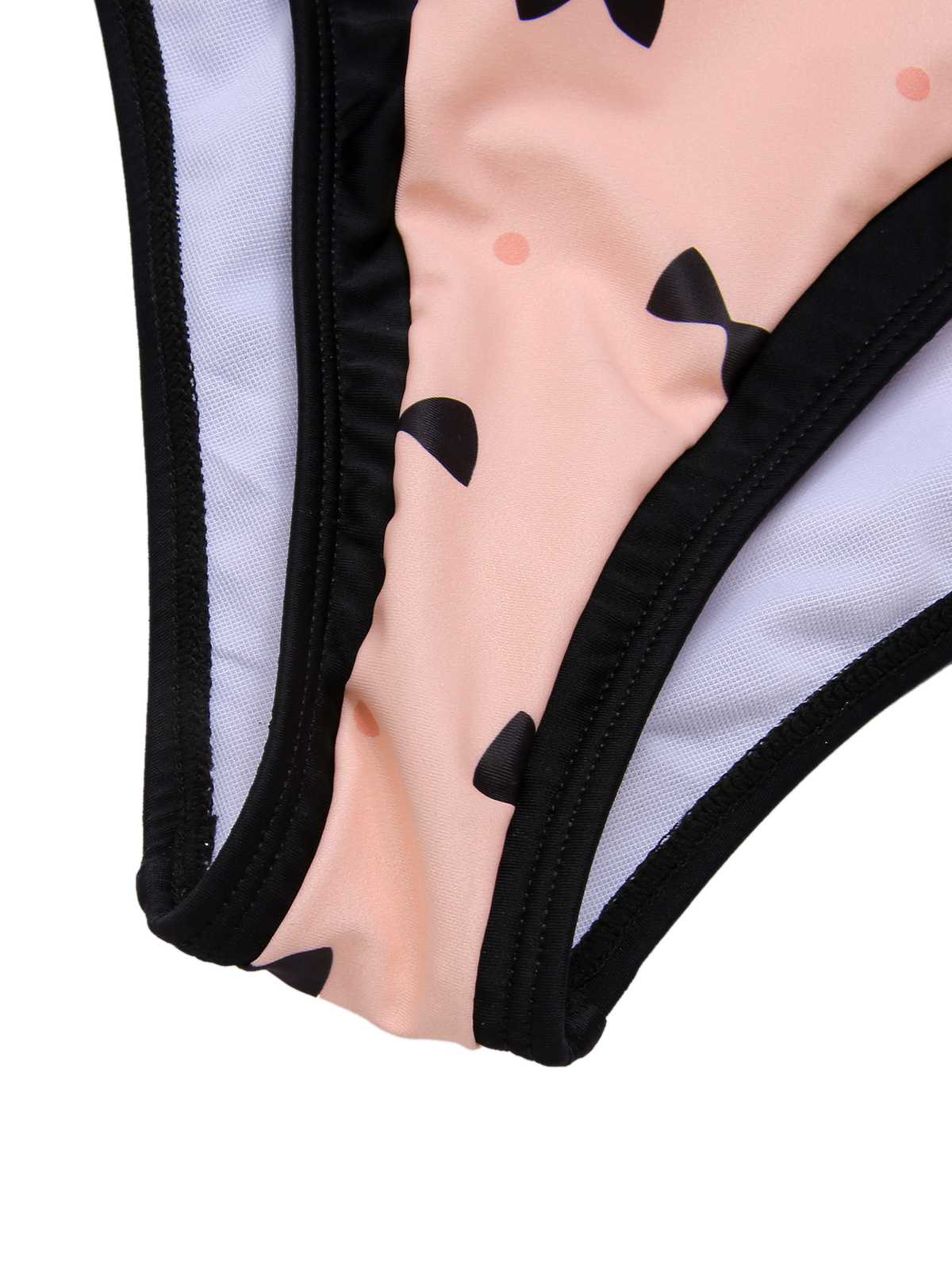 Maillot de bain une pièce rose à imprimé nœud et pois des années 1950 - Image 6