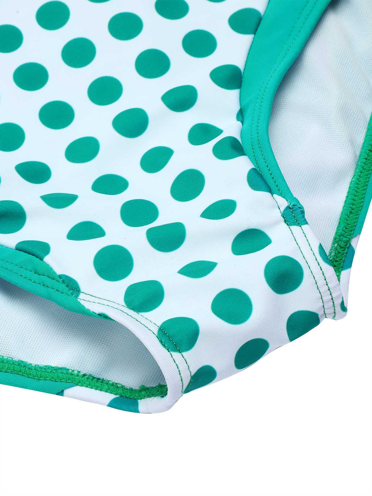 Maillot de bain une pièce vert à pois et nœud papillon années 1940 - Image 7