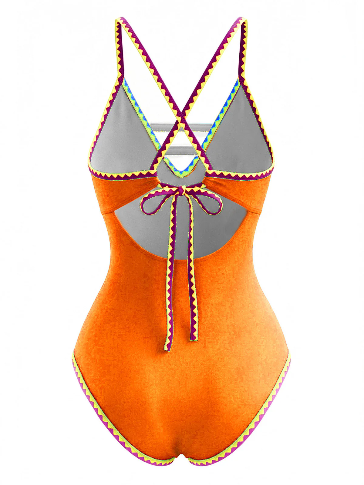 Maillot de bain une pièce à bretelles découpées color block années 1970 - Image 10