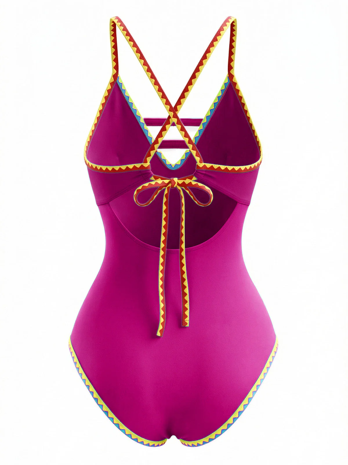 Maillot de bain une pièce à bretelles découpées color block années 1970 - Image 8