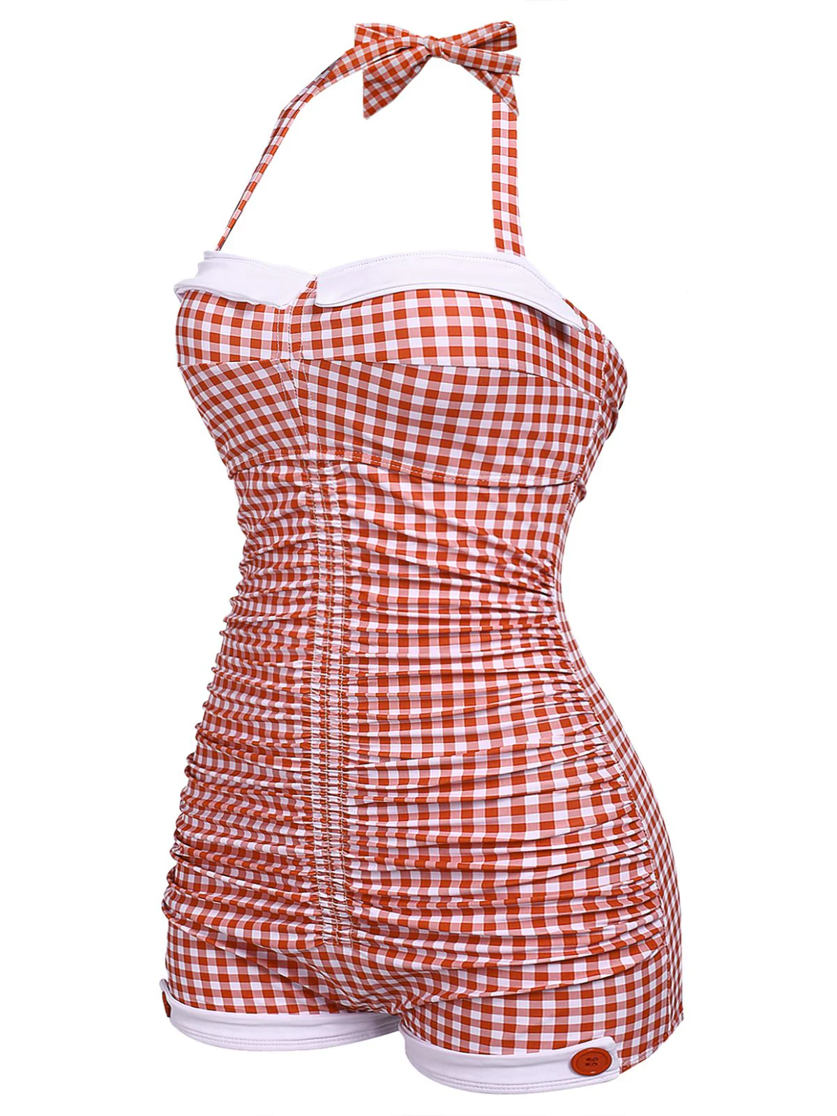 Maillot de Bain Une Pièce à Carreaux et Nœud Papillon - Image 8