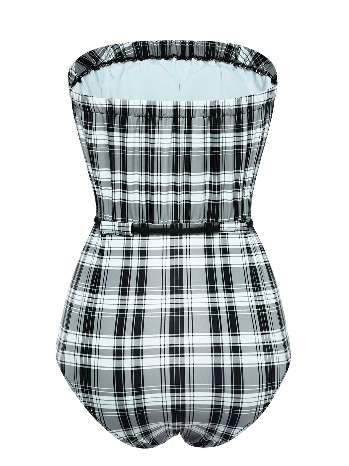Maillot de bain une pièce à carreaux sans bretelles des années 1950 - Image 3