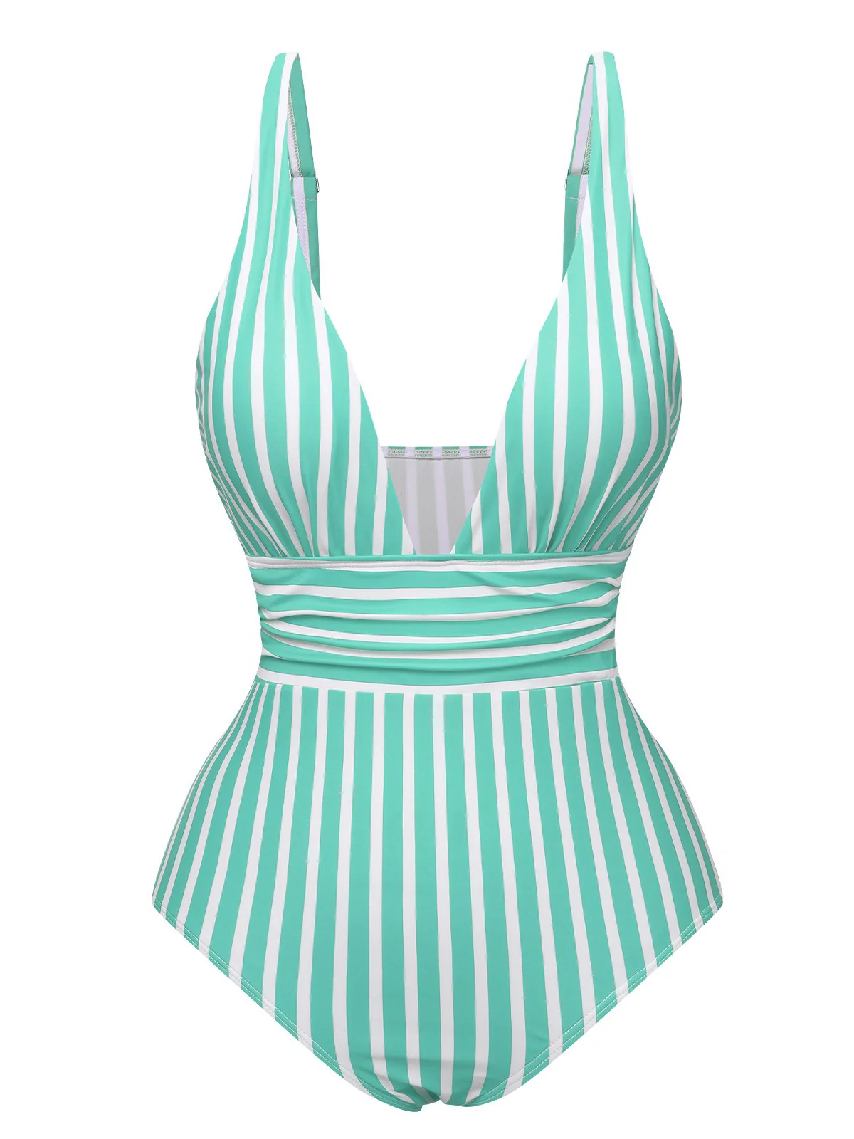 Maillot de bain une pièce à rayures et bretelles spaghetti des années 1950 - Image 2