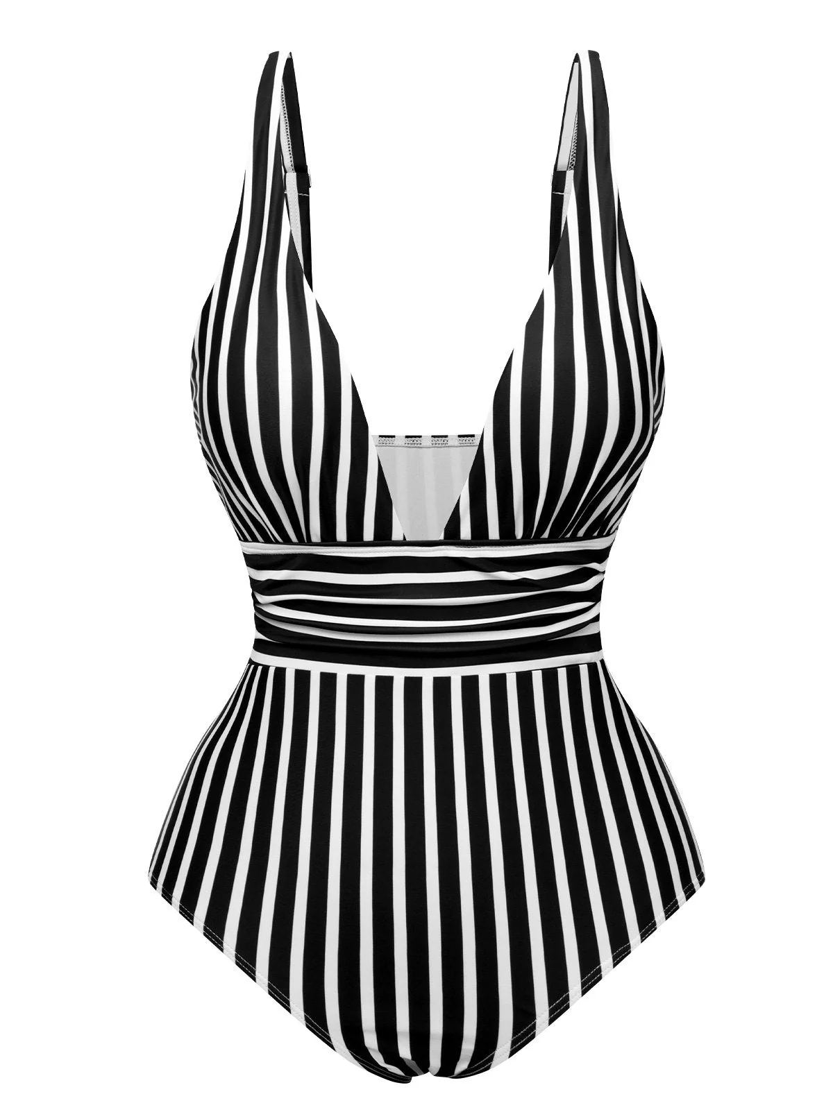 Maillot de bain une pièce à rayures et bretelles spaghetti des années 1950 - Image 3
