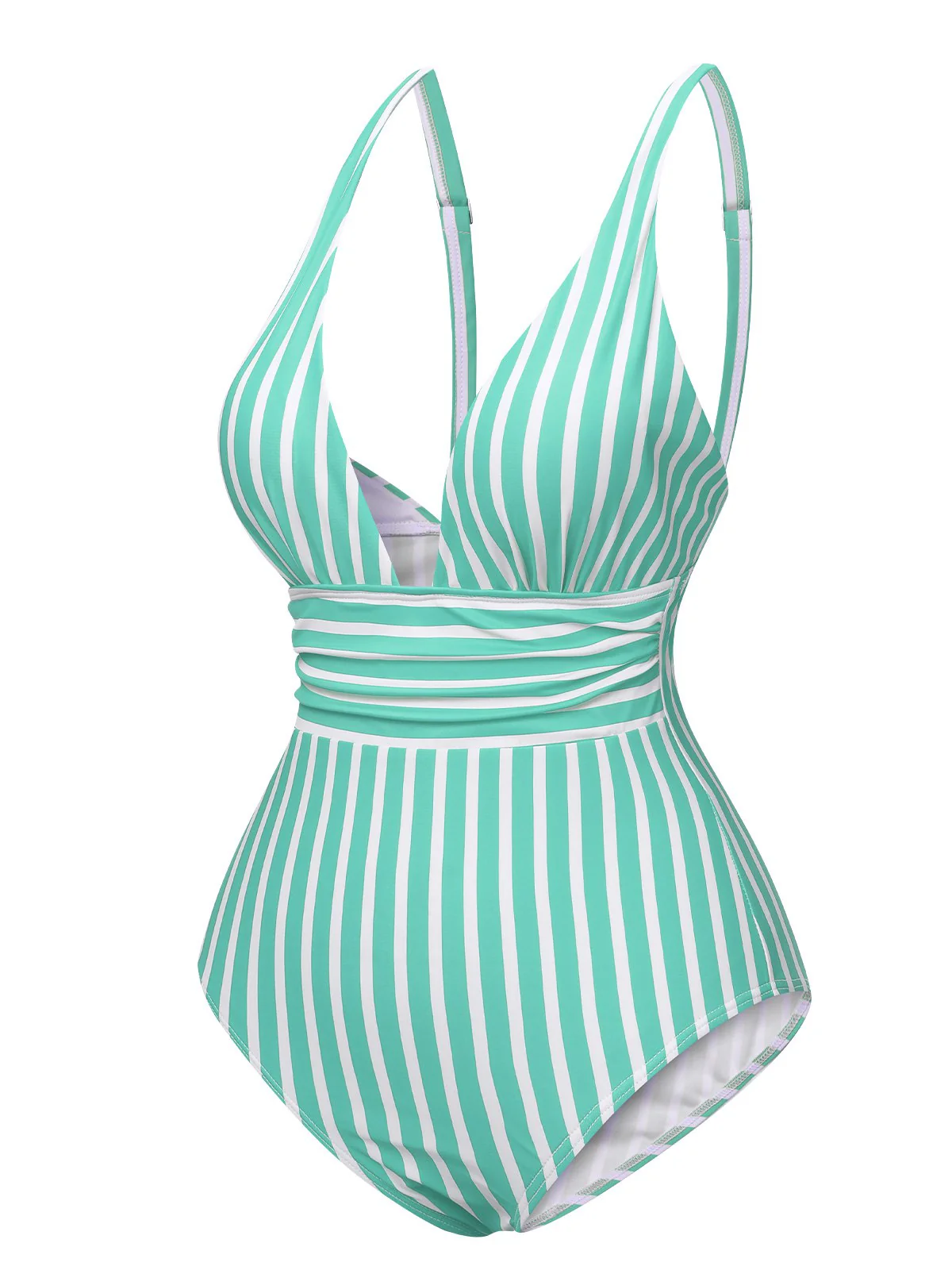 Maillot de bain une pièce à rayures et bretelles spaghetti des années 1950 - Image 7