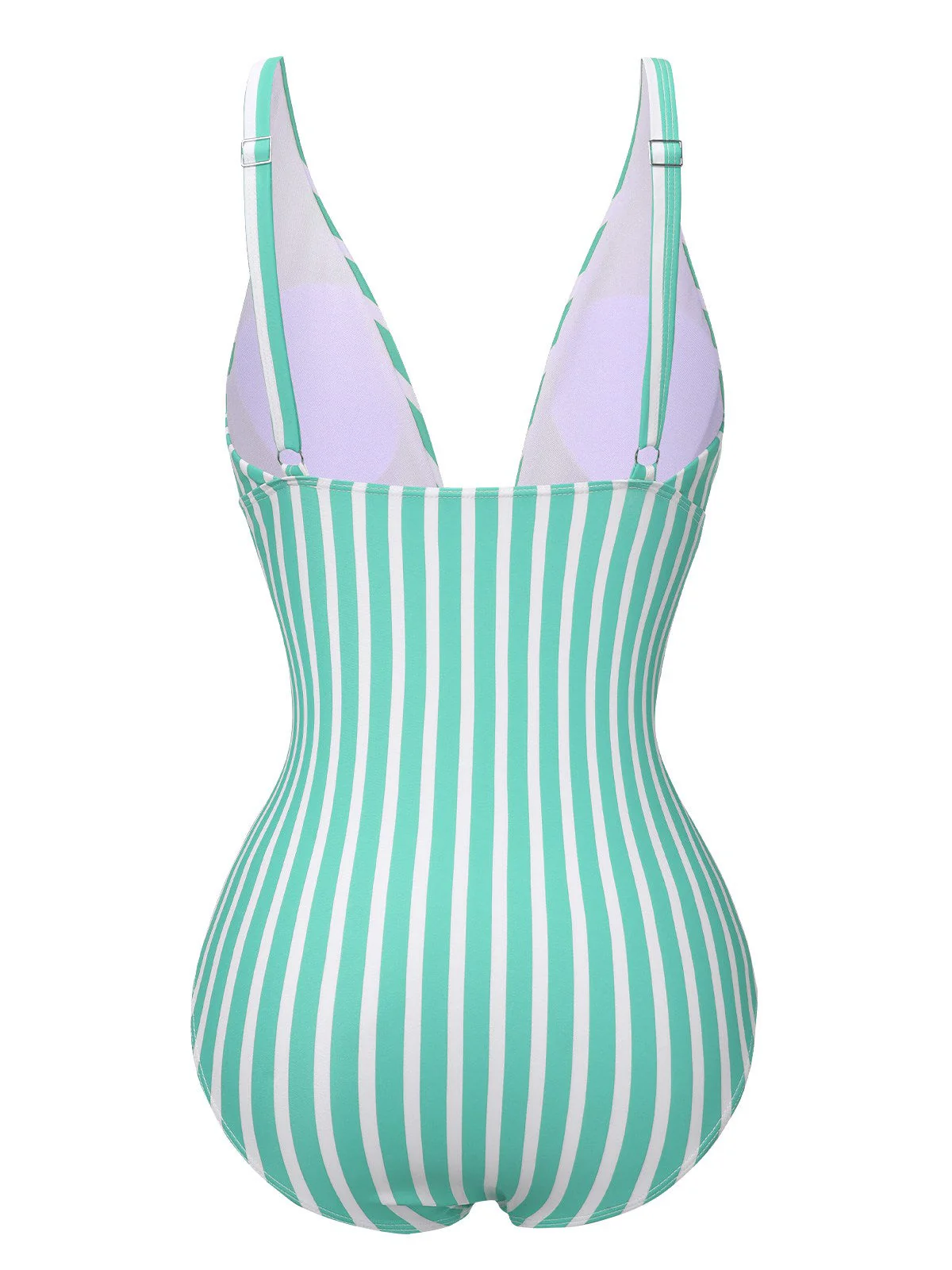 Maillot de bain une pièce à rayures et bretelles spaghetti des années 1950 - Image 8