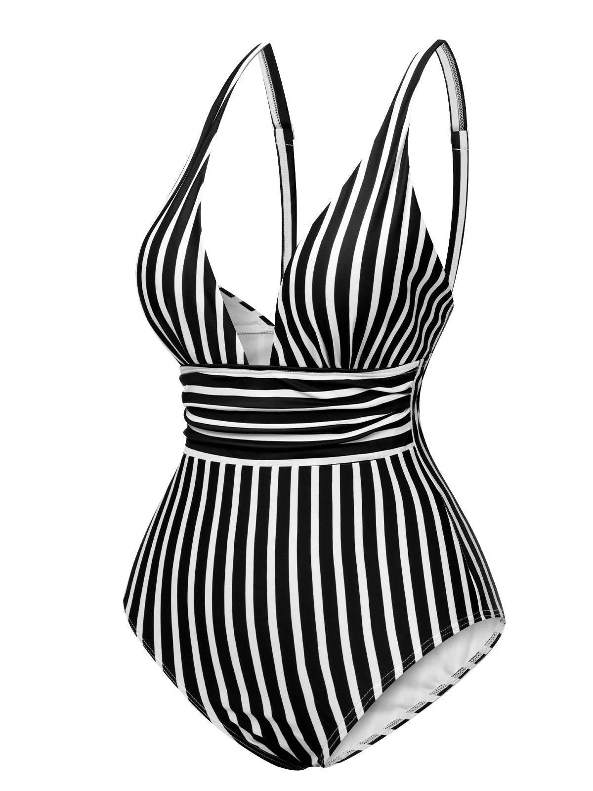Maillot de bain une pièce à rayures et bretelles spaghetti des années 1950 - Image 9