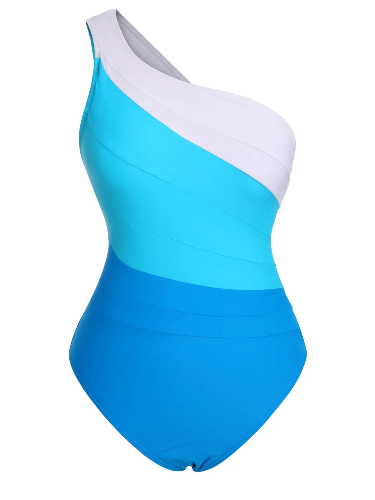 Maillot de bain une pièce à une épaule et blocs de couleurs des années 1940 - Image 2