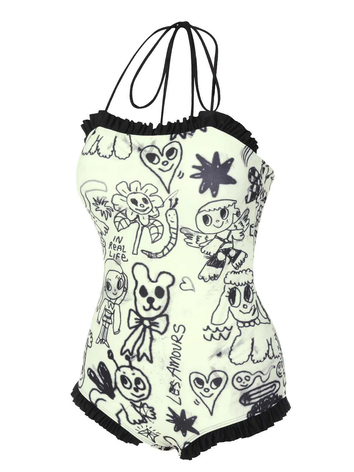 Maillot de bain une pièce à volants motif dessin animé années 1960 - Image 2