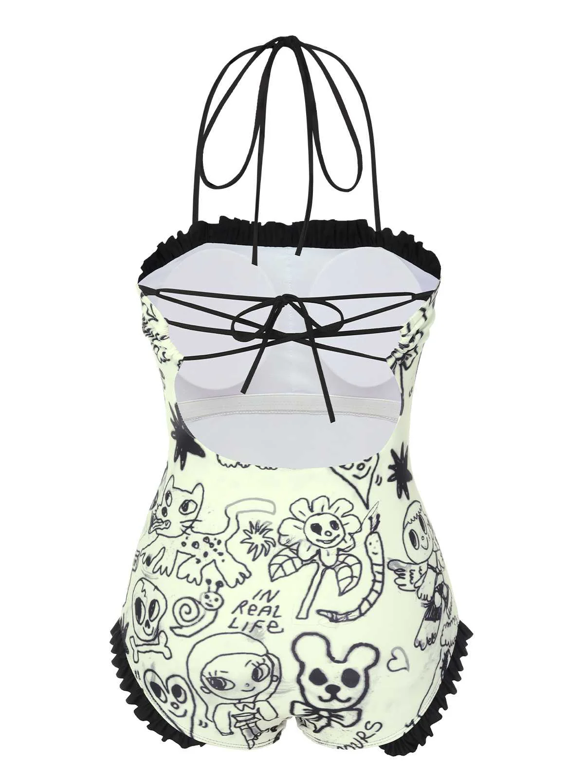 Maillot de bain une pièce à volants motif dessin animé années 1960 - Image 3
