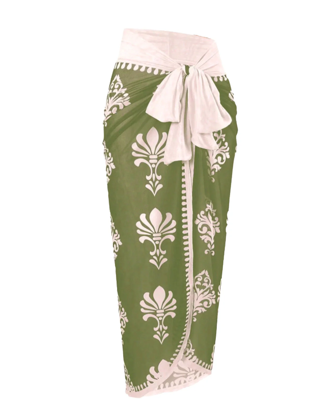 Maillot De Bain Une Pièce Avec Paréo À Motifs Vert Années 1970 - Image 10