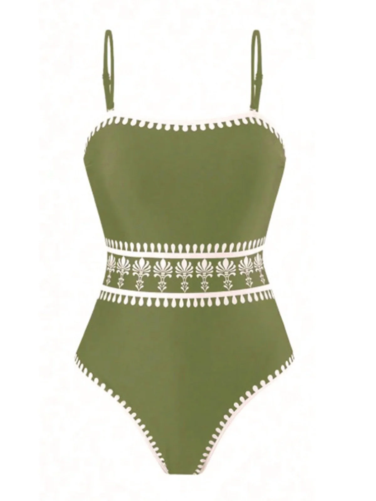 Maillot De Bain Une Pièce Avec Paréo À Motifs Vert Années 1970 - Image 9