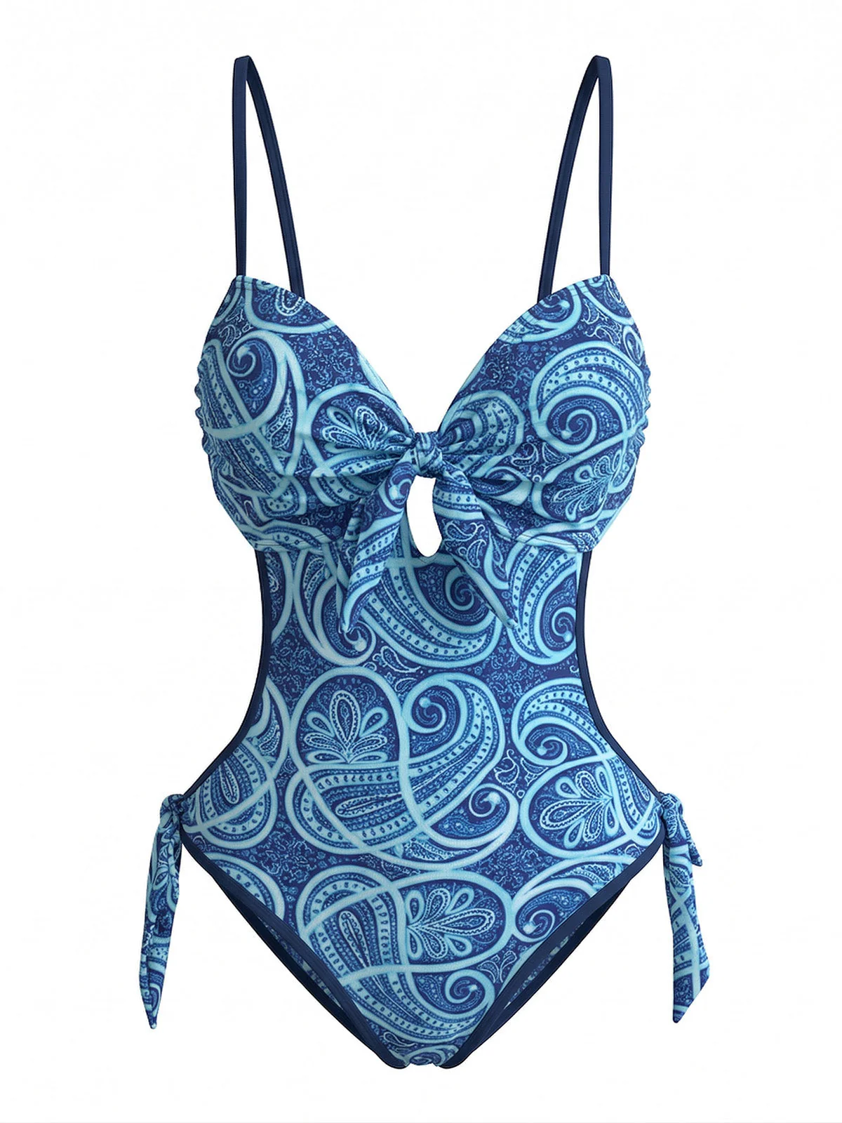 Maillot de Bain Une Pièce Bleu Bohème Années 1970 - Image 2
