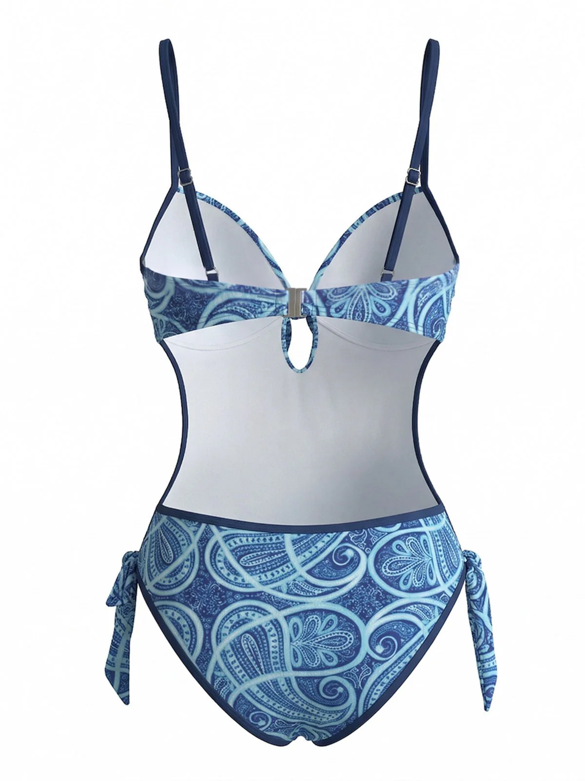 Maillot de Bain Une Pièce Bleu Bohème Années 1970 - Image 3