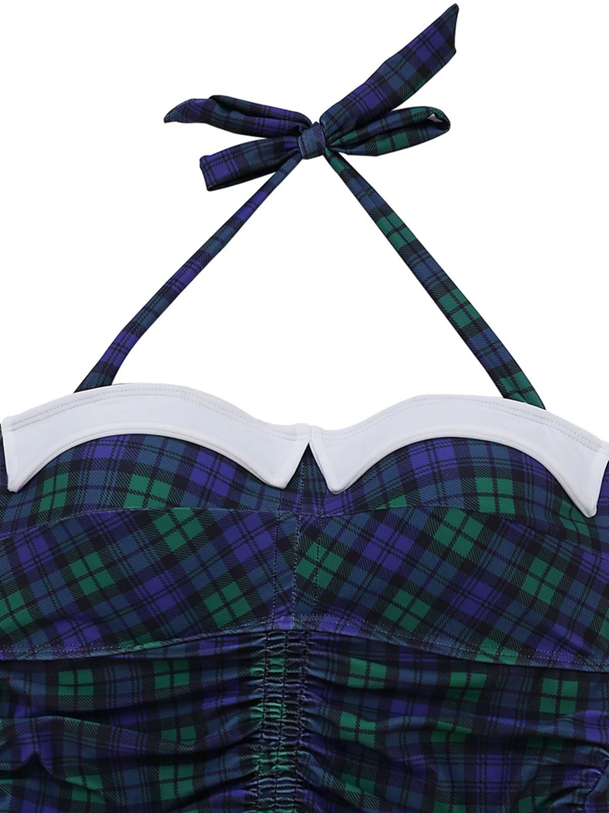 Maillot de bain une pièce Bleu et vert carreaux vichy dos nu et nœud papillon années 1950 - Image 33