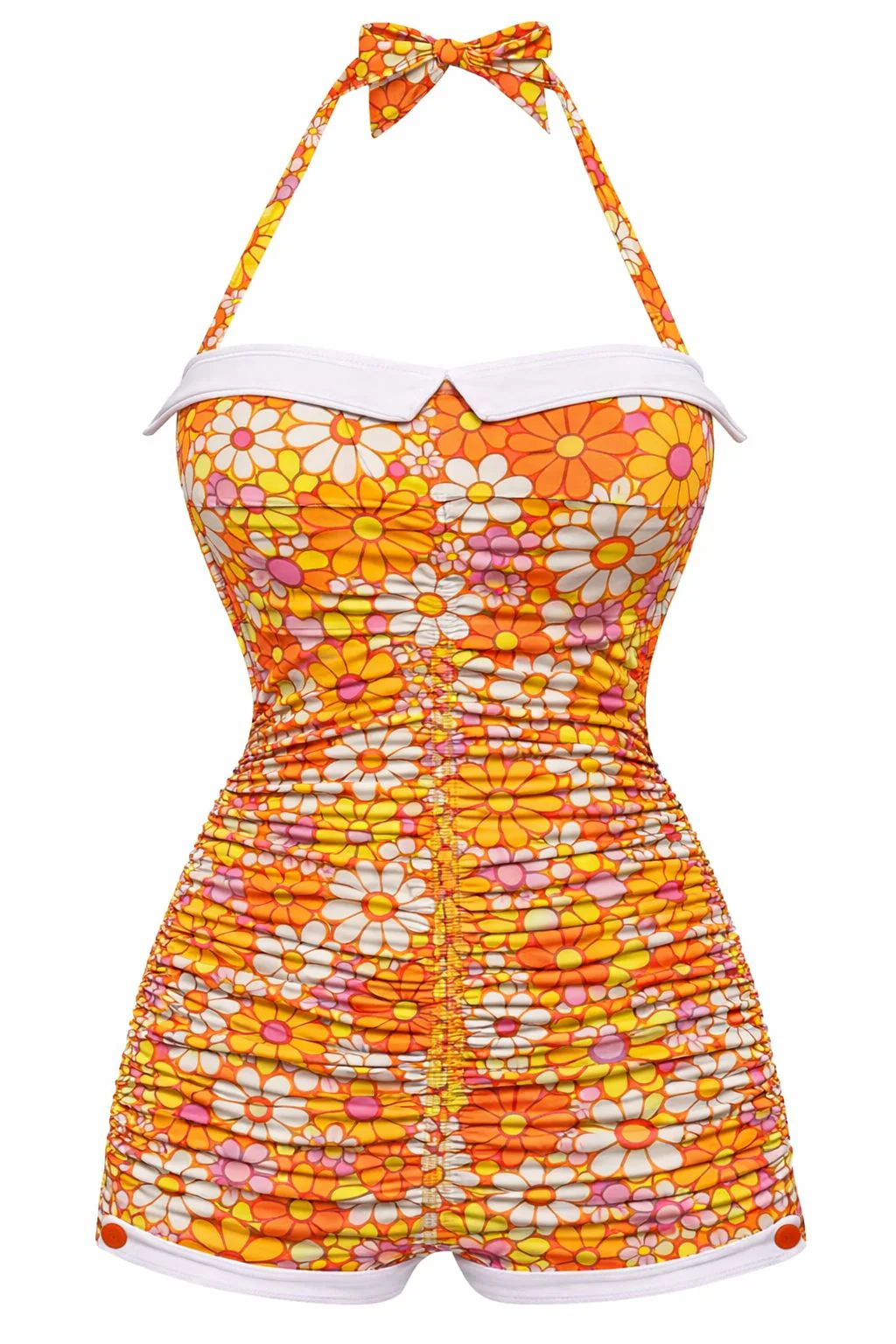 Maillot de bain une pièce rayé à pois et à nœud papillon années 1950 - Image 3
