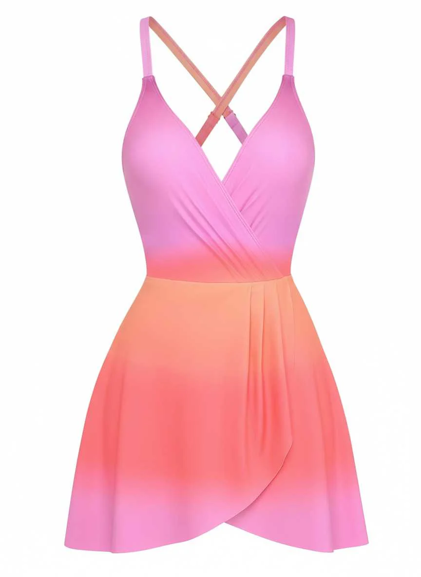 Maillot De Bain Une Pièce Bretelles Épaghetti Dégradé Années 1930 - Image 2