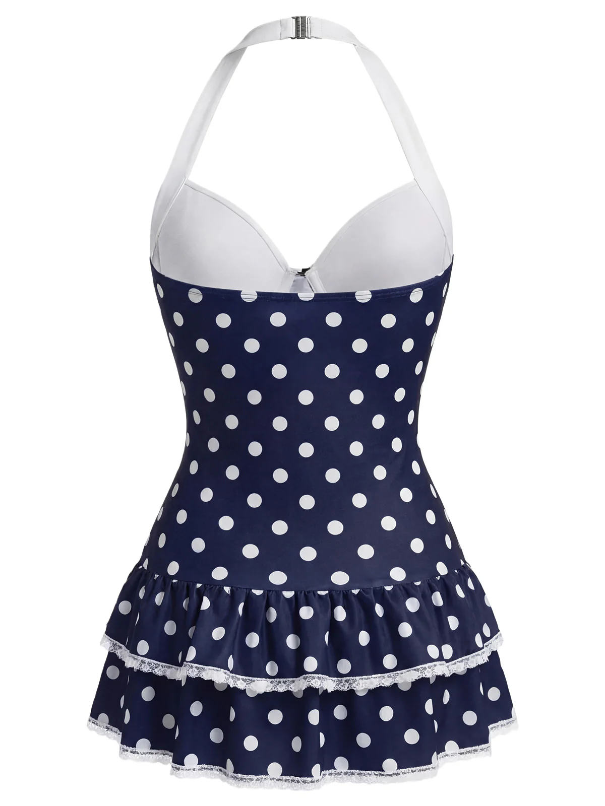 Maillot de bain une pièce carreaux rouges et nœud années 1940 - Image 4