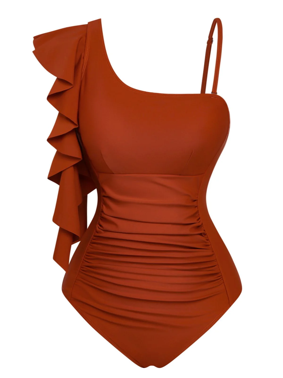 Maillot de Bain Une Pièce Col Asymétrique Volants Années 40 - Image 2