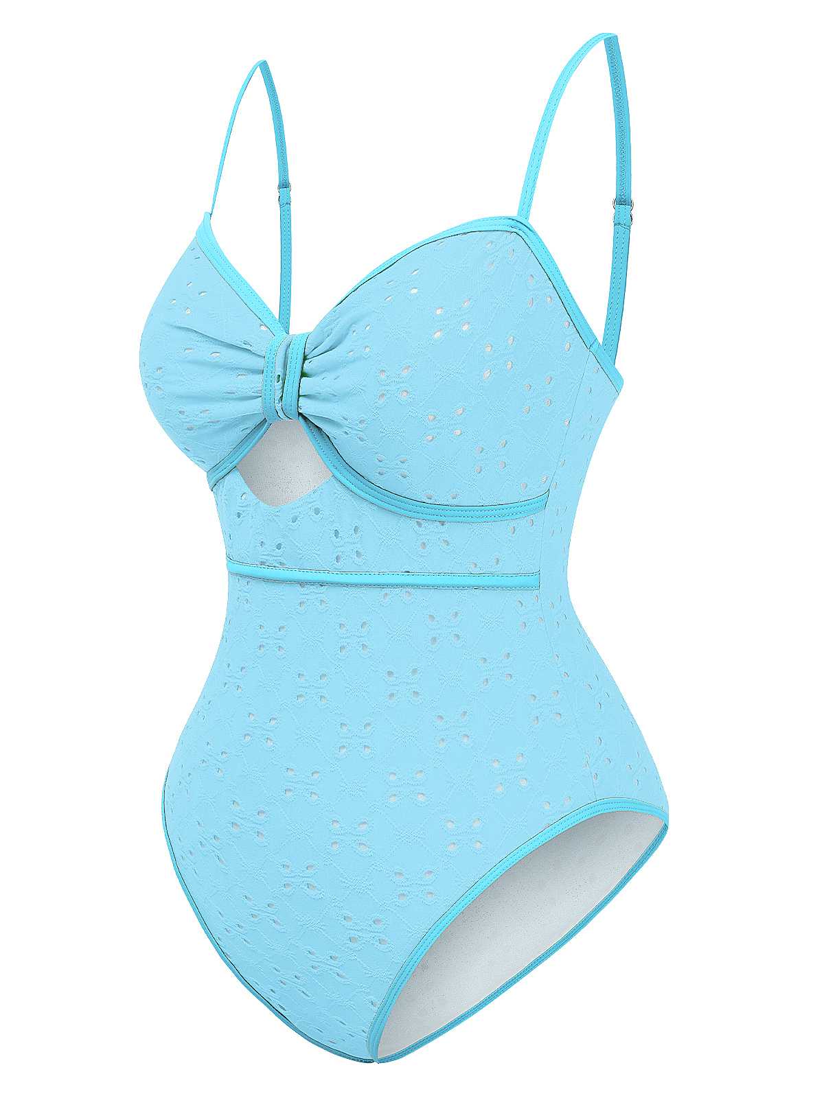 Maillot de bain une pièce creux contrastées nœud papillon des années 1960 - Image 10