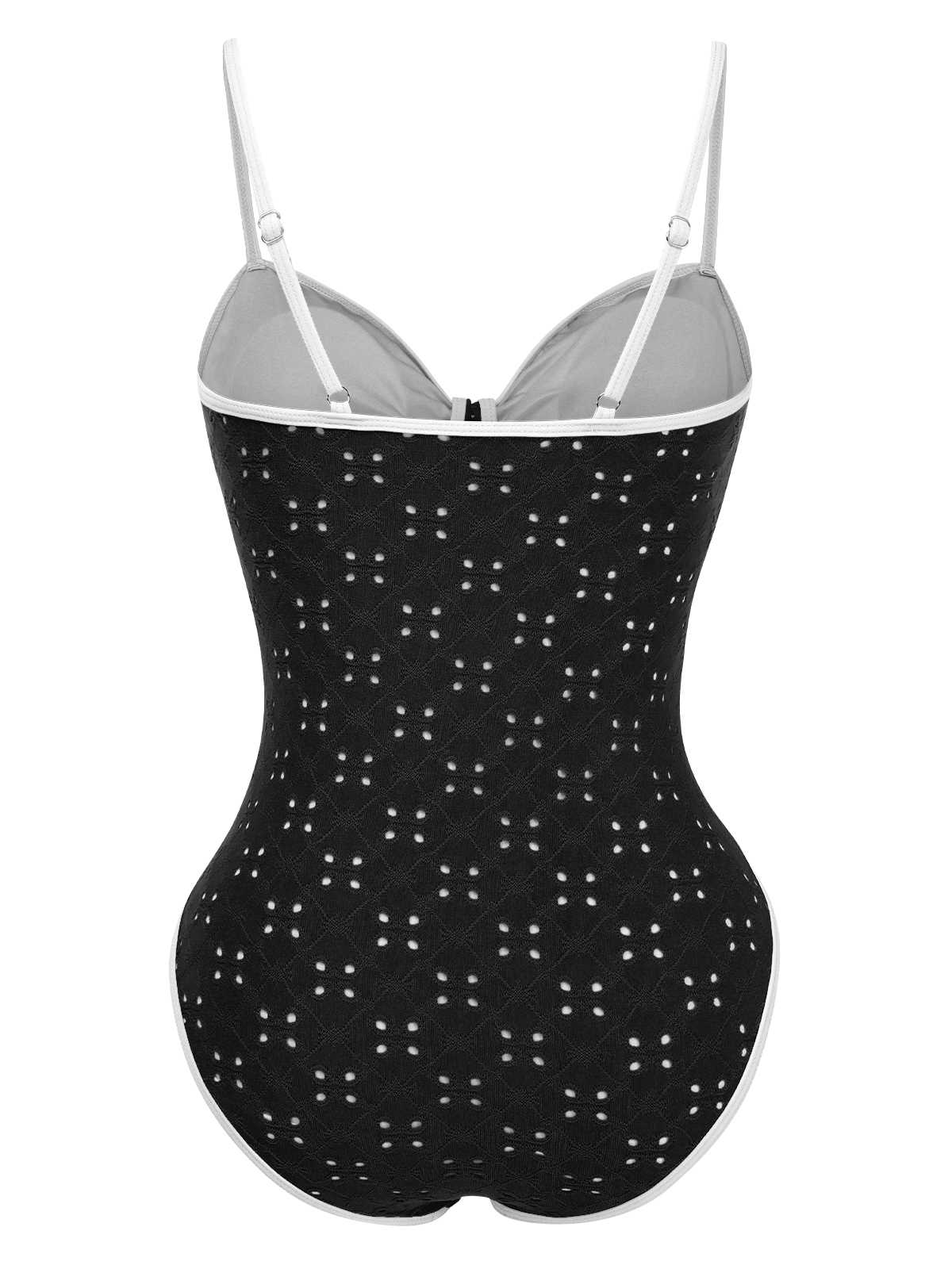 Maillot de bain une pièce creux contrastées nœud papillon des années 1960 - Image 3