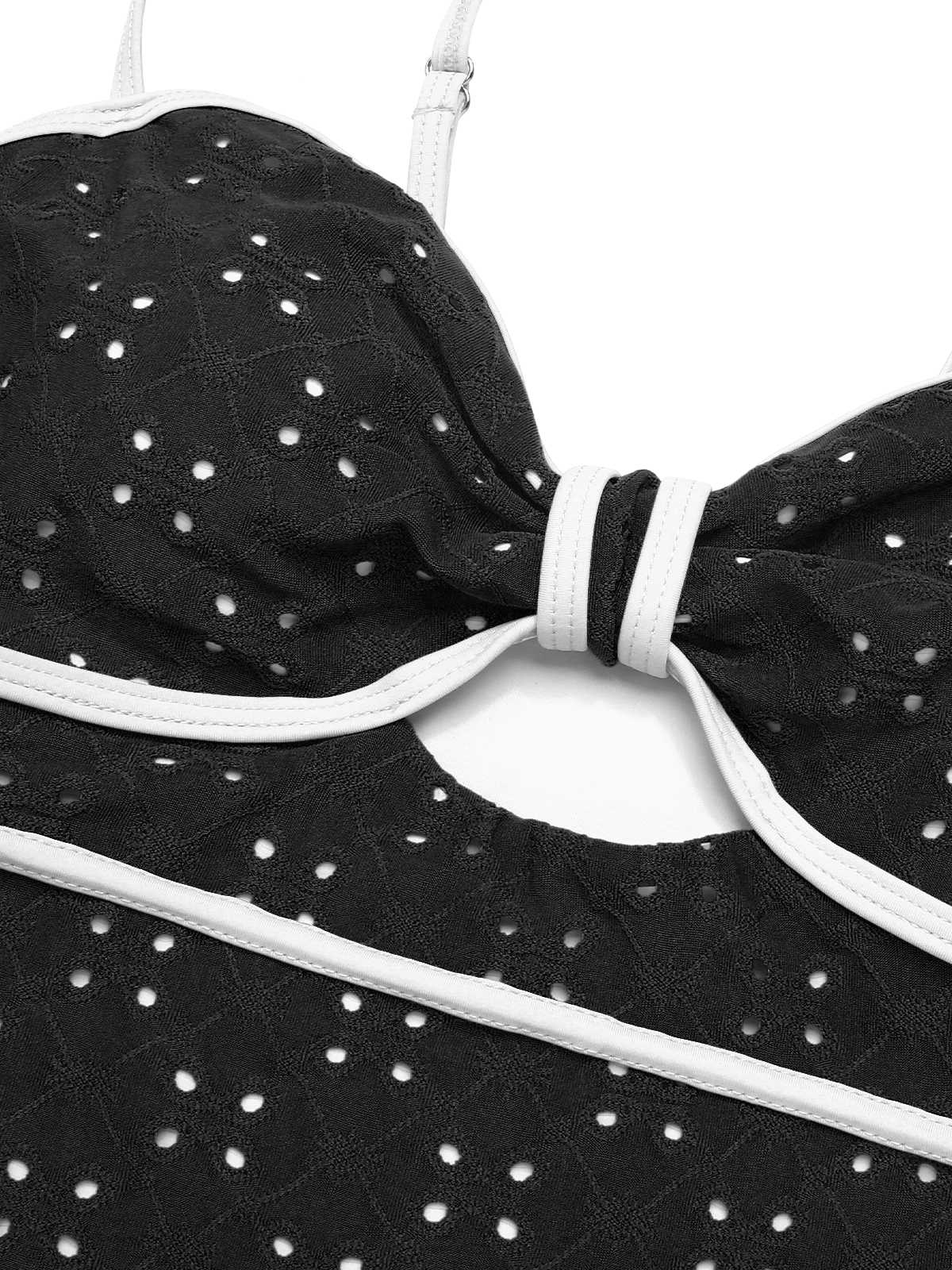 Maillot de bain une pièce creux contrastées nœud papillon des années 1960 - Image 4