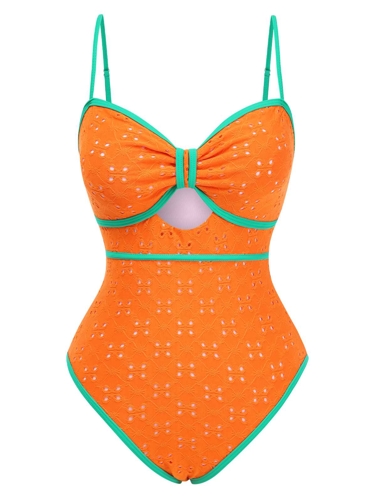 Maillot de bain une pièce creux contrastées nœud papillon des années 1960 - Image 5