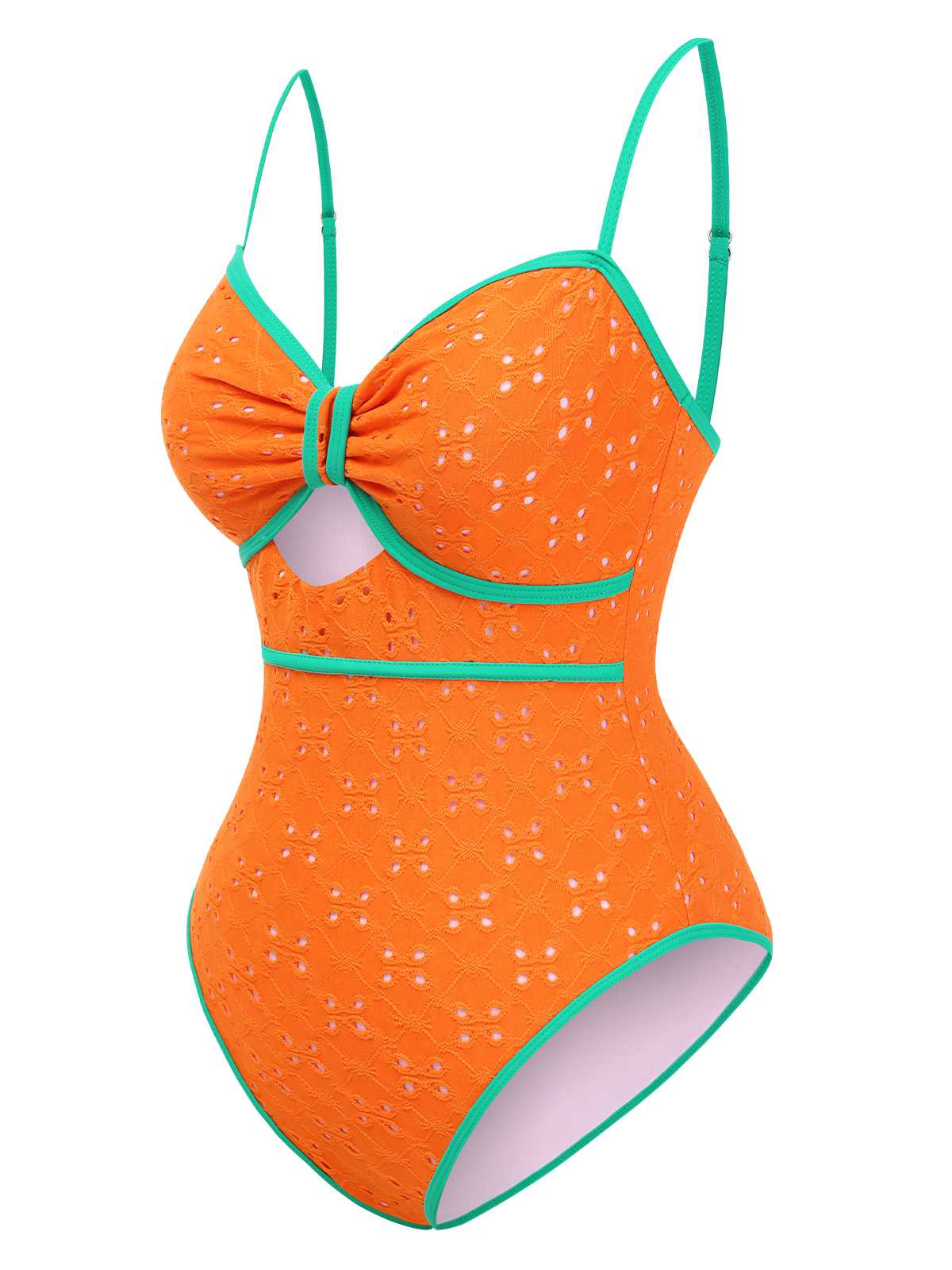 Maillot de bain une pièce creux contrastées nœud papillon des années 1960 - Image 6