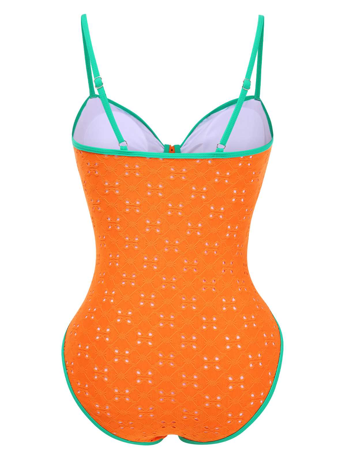 Maillot de bain une pièce creux contrastées nœud papillon des années 1960 - Image 7