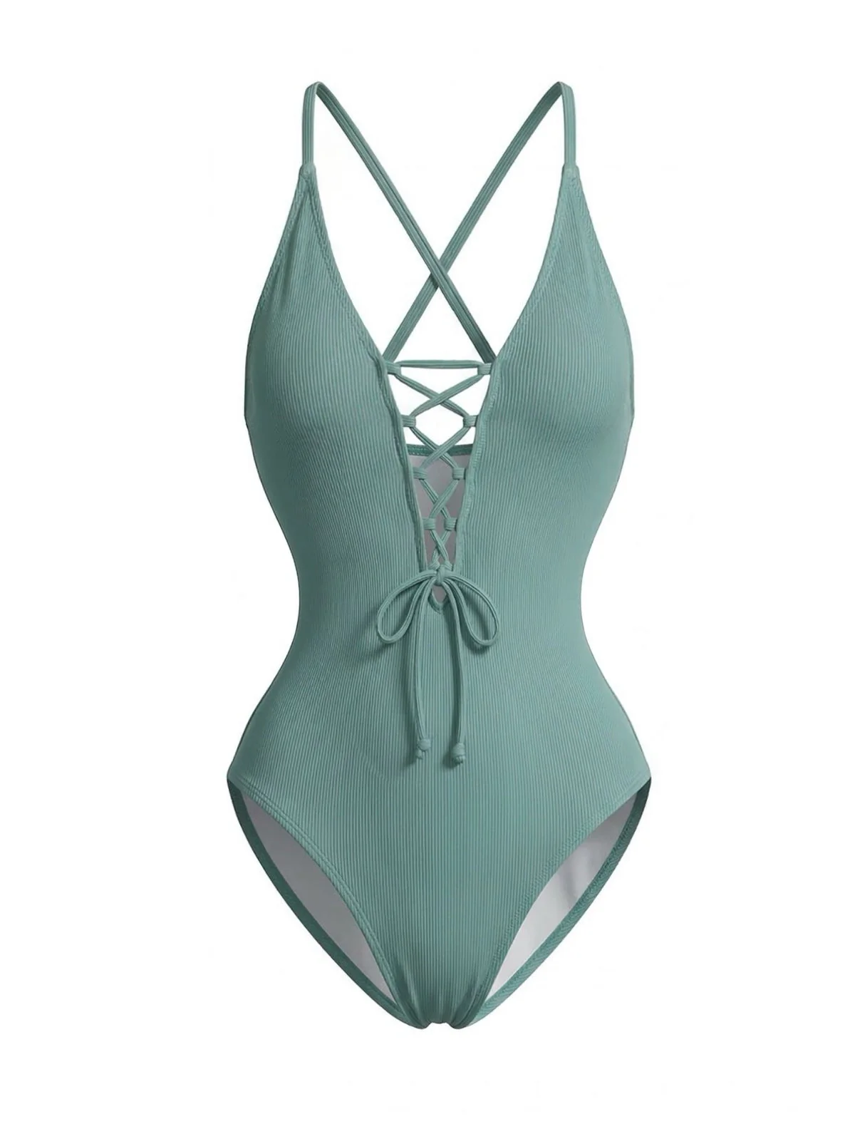 Maillot de bain une pièce dos nu lacets croisés années 80