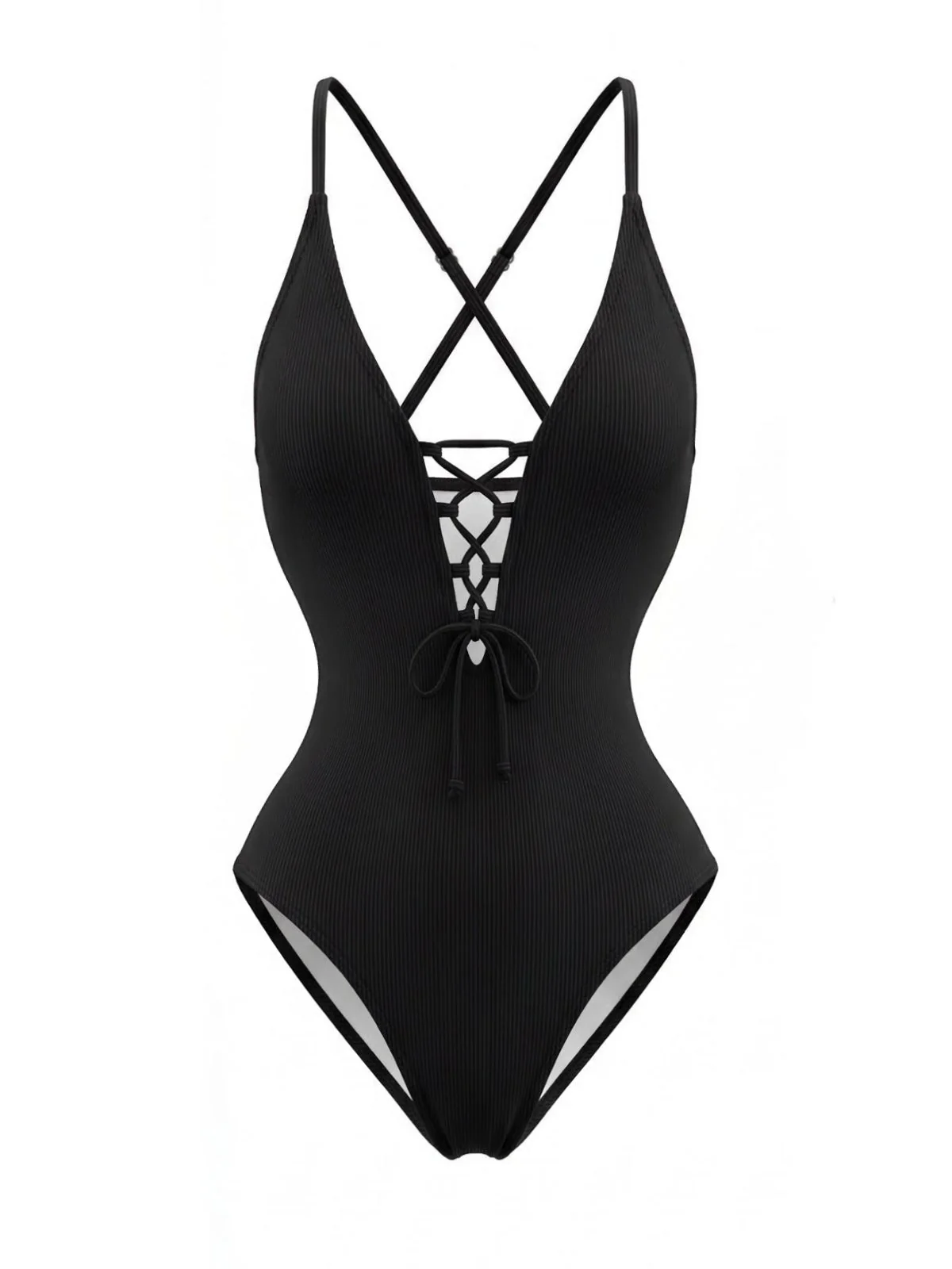 Maillot de bain une pièce dos nu lacets croisés années 80 - Image 5
