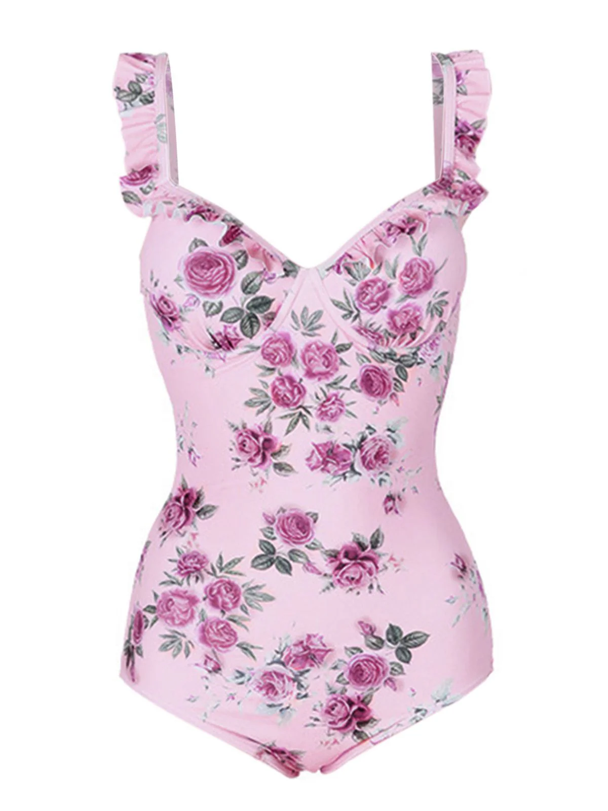 Maillot de Bain Une Pièce Fleuri à Volants