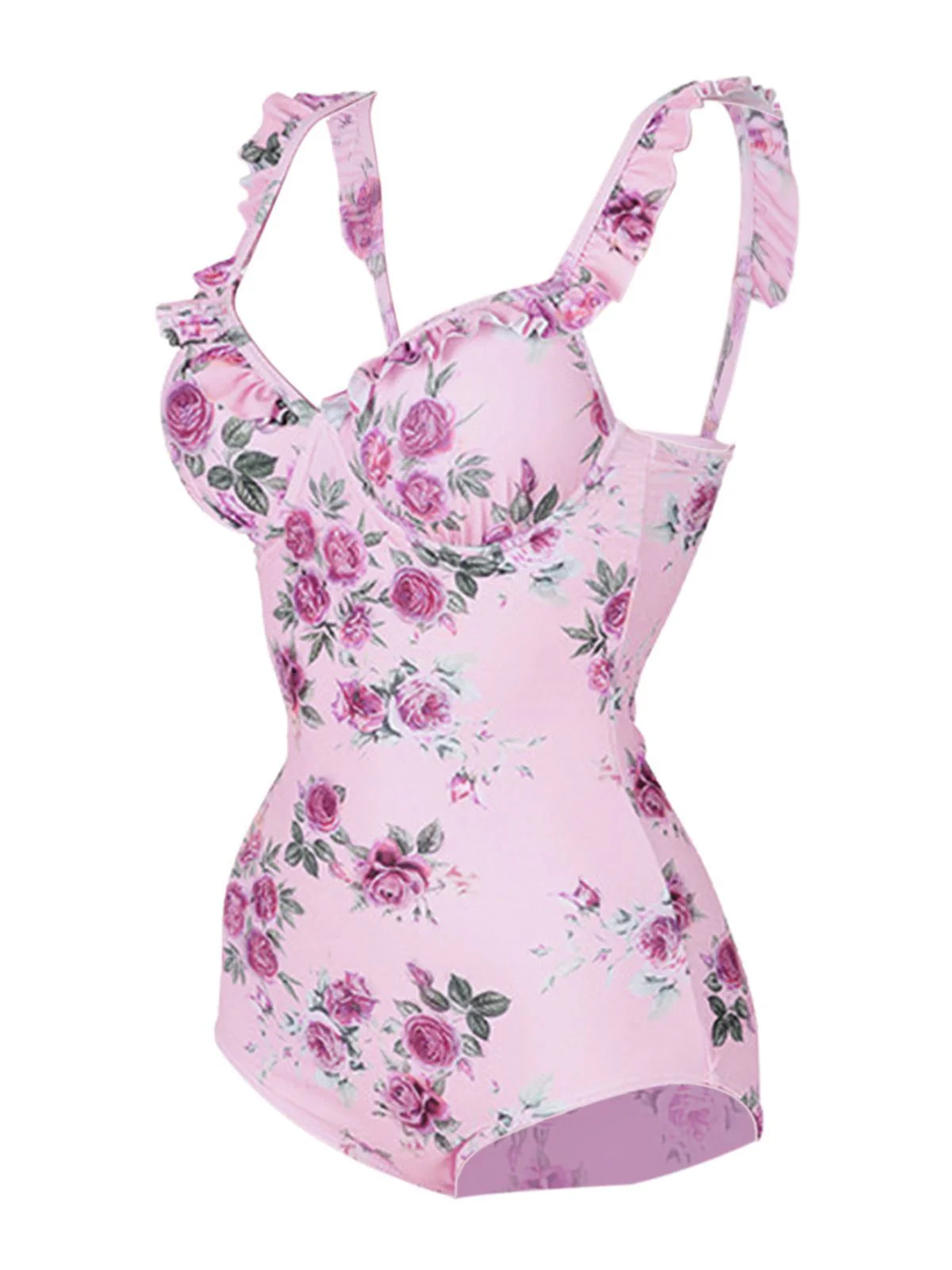 Maillot de Bain Une Pièce Fleuri à Volants - Image 2