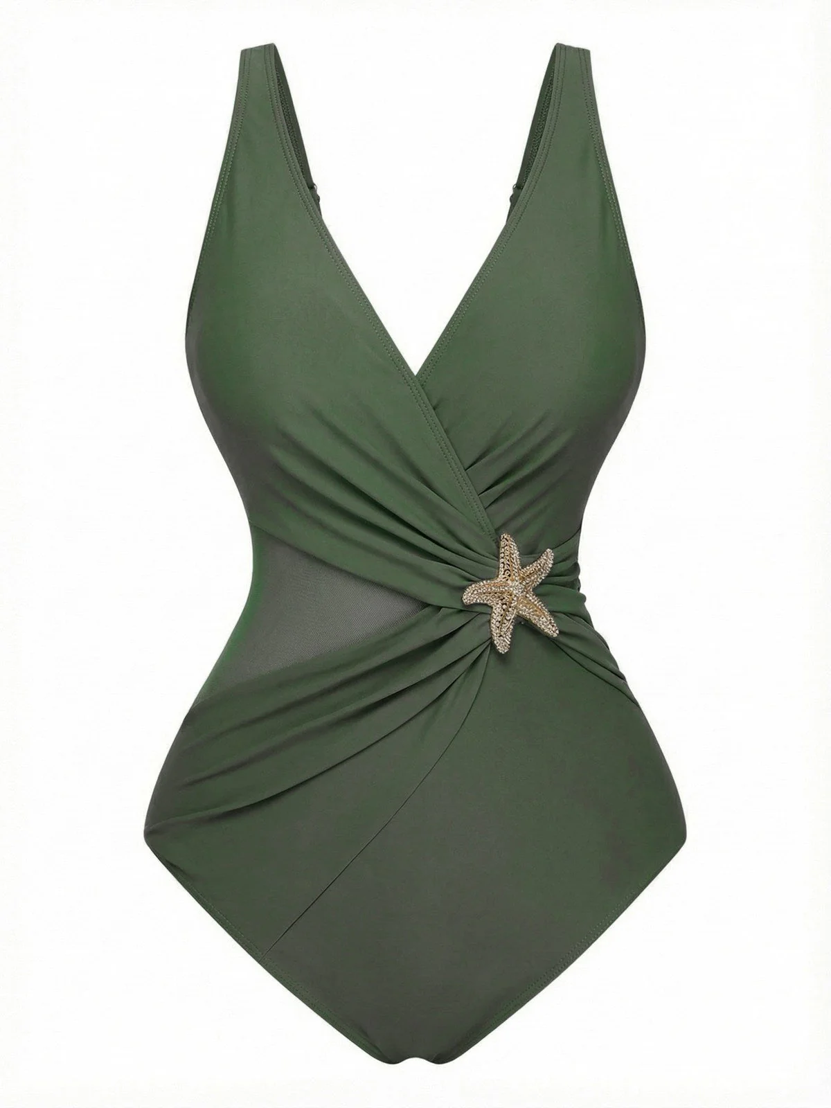 Maillot de bain une pièce gainant col V et motif étoile mer années 1950 - Image 11