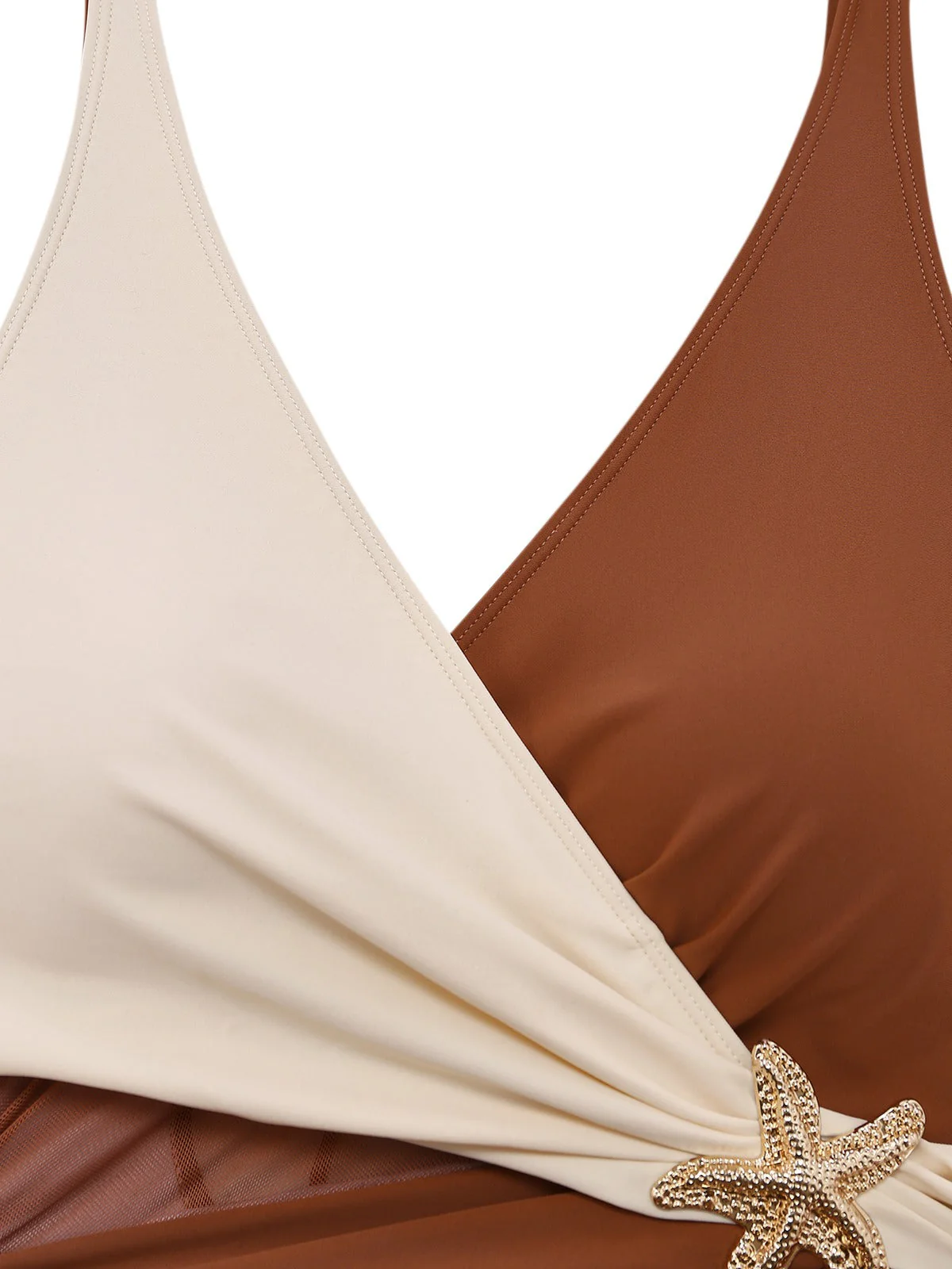 Maillot de bain une pièce gainant col V et motif étoile mer années 1950 - Image 6